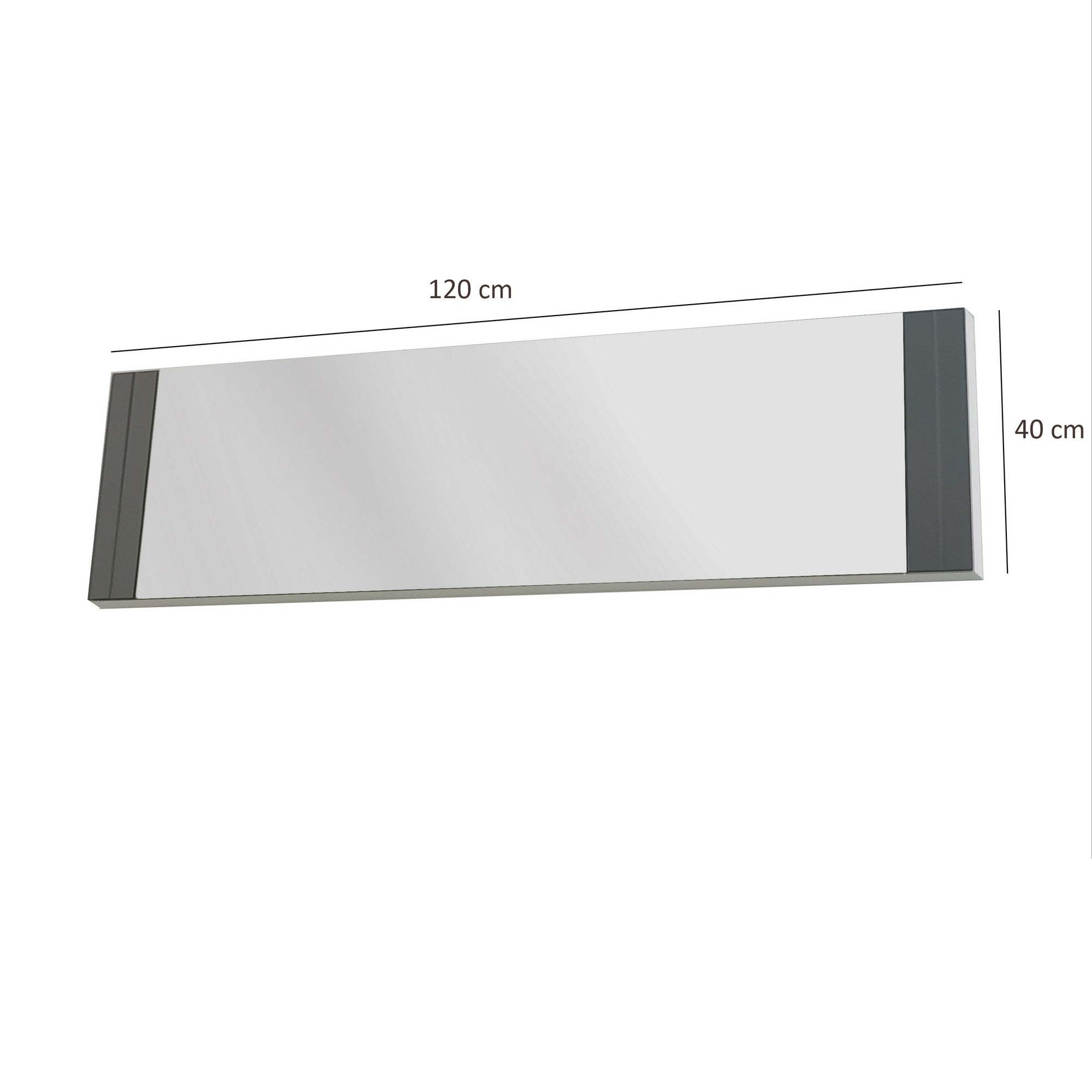 Espelho de parede moderno, branco, 40 x 120 x 2,2 cm | 100% revestido em melamina, resistente à umidade, com fita de PVC | Design ajustável e ecológico para residências e hotéis