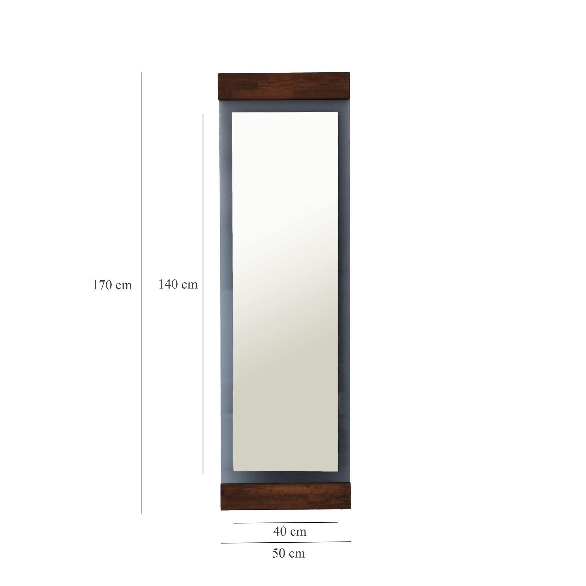 Espelho Cheval Elegante, 50 cm x 170 cm, Acabamento em Nogueira e Fumê | Estrutura 100% Metal, Design Tradicional Americano Moderno | Perfeito para Quartos e Hotéis
