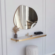 Espelho de parede dourado elegante, 75 x 55 cm | Painel de partículas 100% revestido em melamina, 18 mm de espessura | Ajustável e versátil para decoração escandinava moderna
