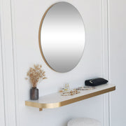 Espelho de parede dourado elegante, 60 cm de diâmetro | Painel de partículas 100% revestido de melamina, 18 mm de espessura | Design escandinavo moderno para decoração de casa e hotel