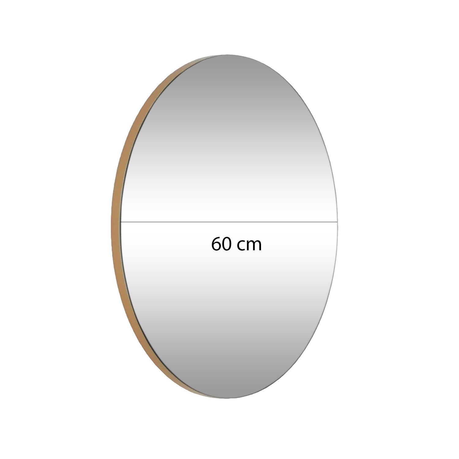 Espelho de parede dourado elegante, 60 cm de diâmetro | Painel de partículas 100% revestido de melamina, 18 mm de espessura | Design escandinavo moderno para decoração de casa e hotel