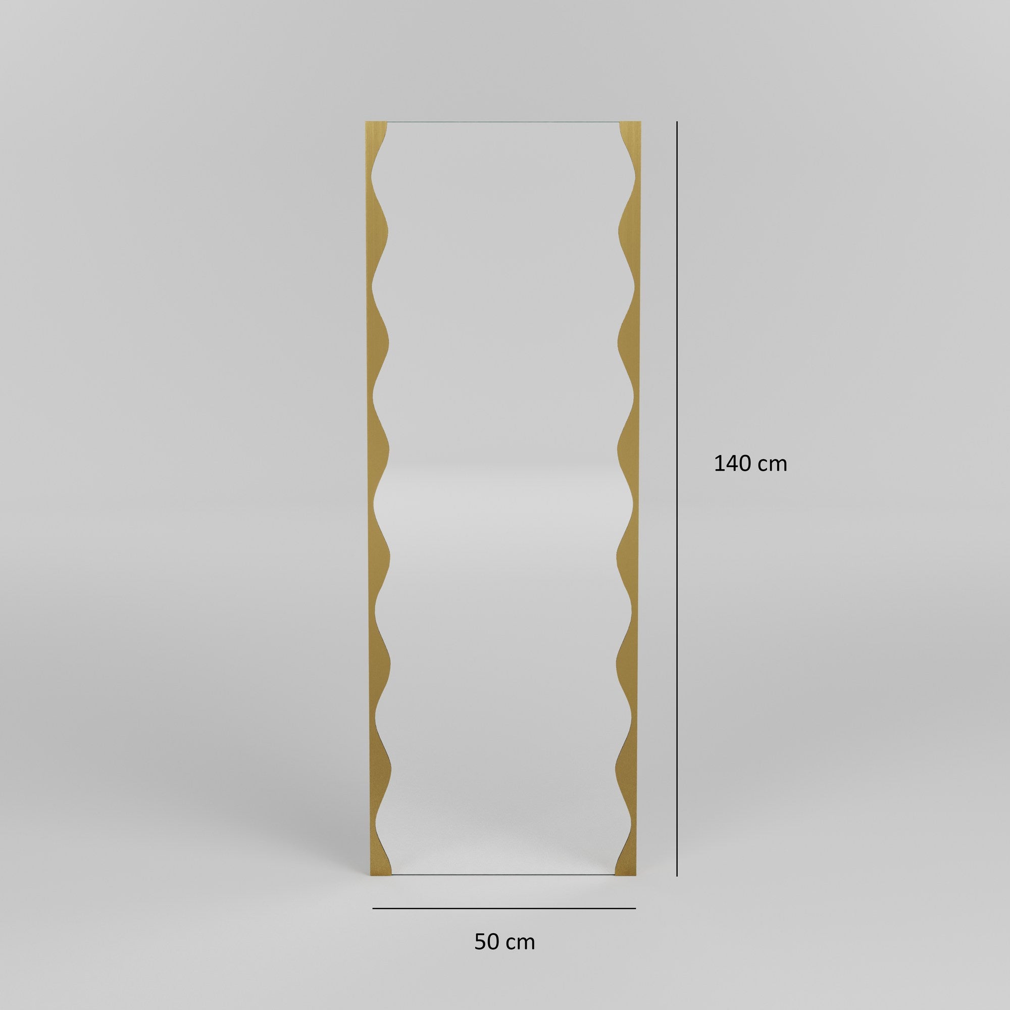 Espelho de parede dourado elegante, 50 x 140 cm | Construção 100% metálica, elegante e durável | Perfeito para decoração de casa e interiores modernos