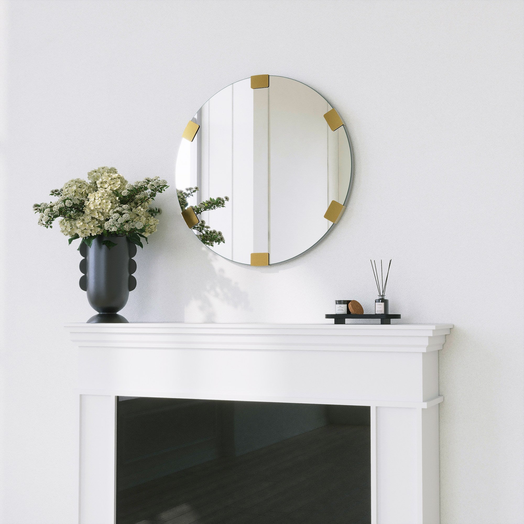 Espelho de parede dourado elegante, 60 cm de diâmetro, 100% metal | Decoração elegante para casa, perfeita para sala de estar e hall de entrada | Design durável e elegante