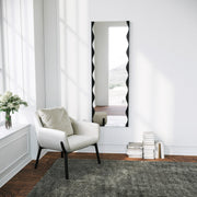 Espelho de parede elegante em metal preto, 50 x 140 cm | 100% metal durável, design fácil de montar na parede | Perfeito para decoração moderna de casa e entradas