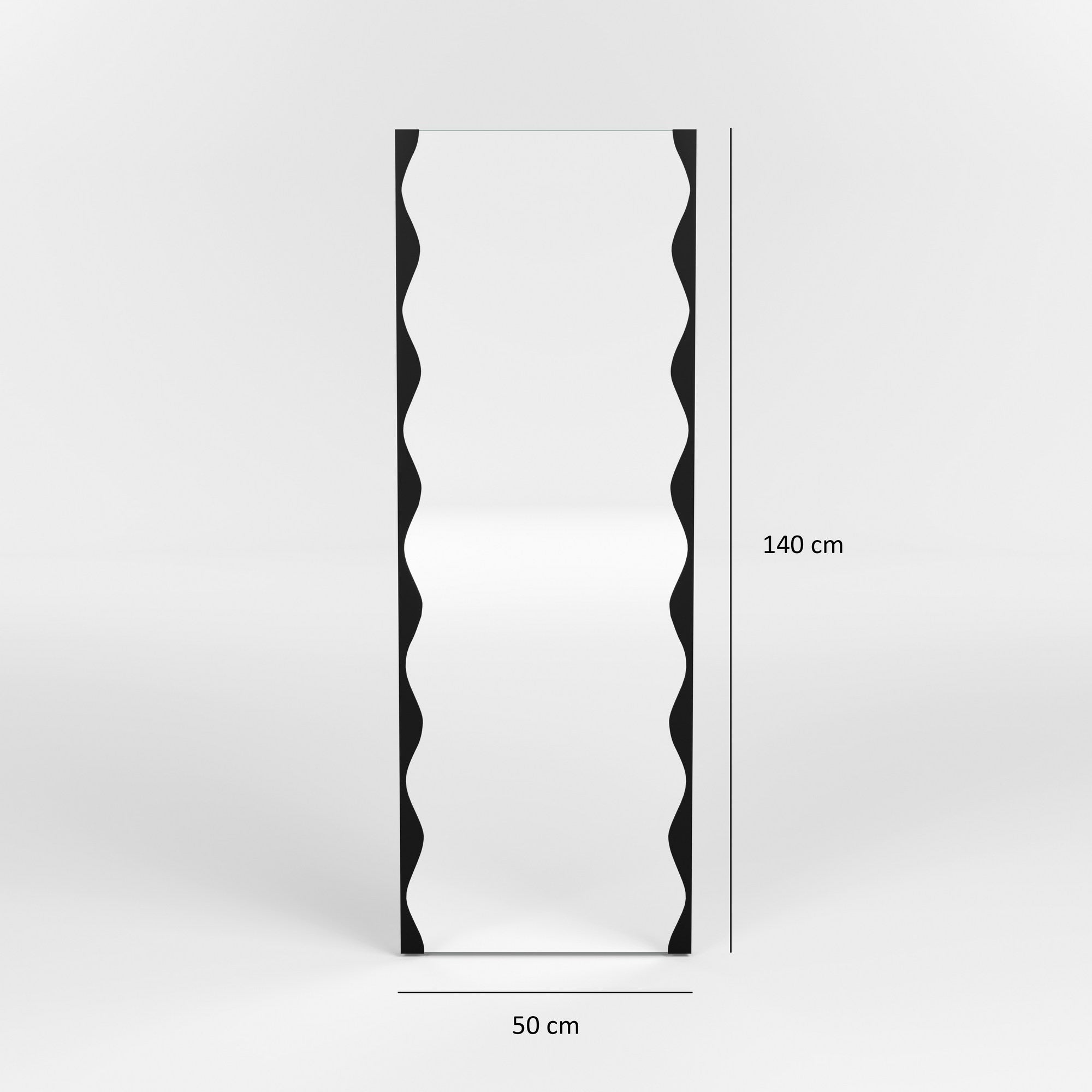 Espelho de parede elegante em metal preto, 50 x 140 cm | 100% metal durável, design fácil de montar na parede | Perfeito para decoração moderna de casa e entradas