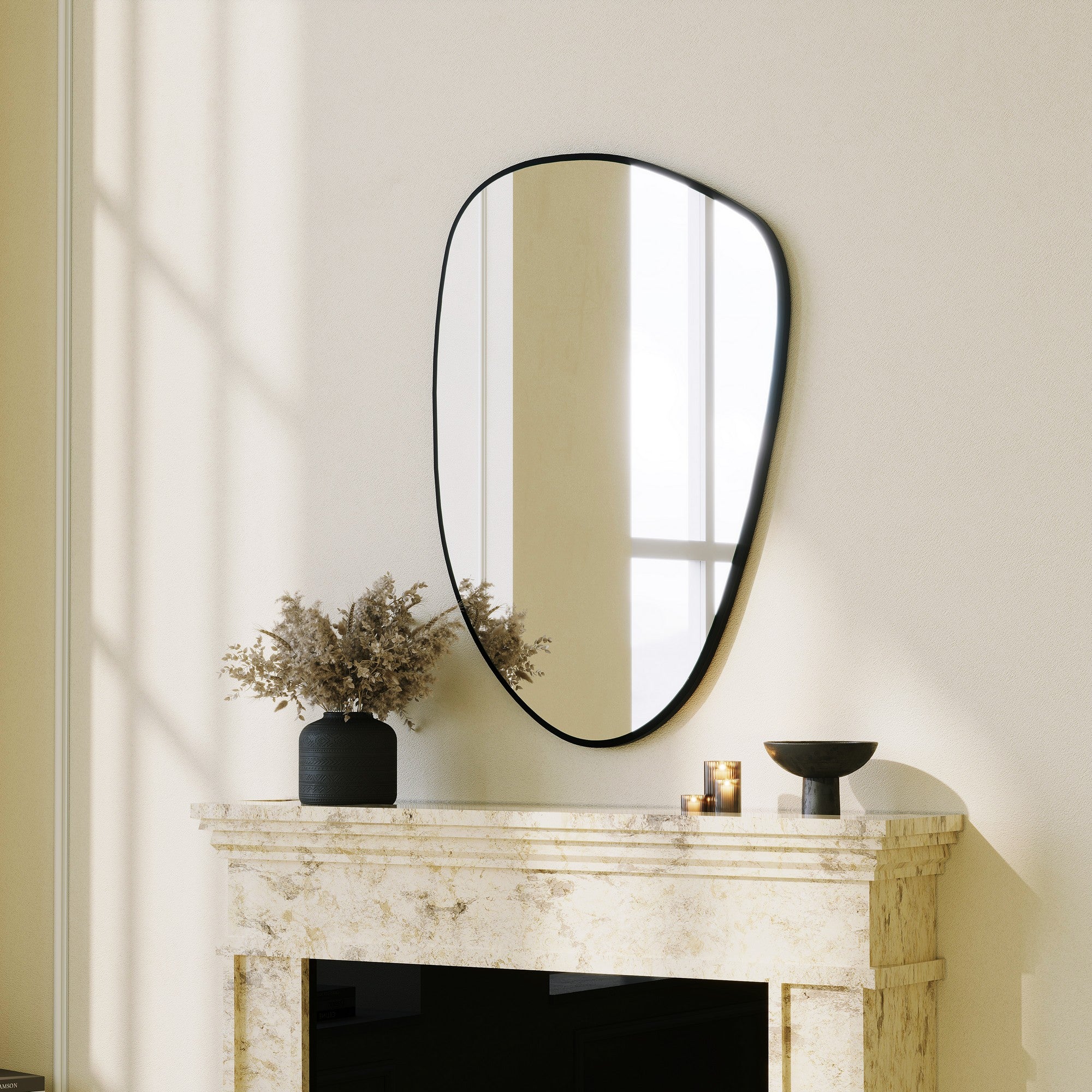 Espelho Ecológico Flotal-E Preto Elegante, 91 x 61 cm | 100% MDF, 18 mm de espessura | Perfeito para decoração moderna e espaços elegantes