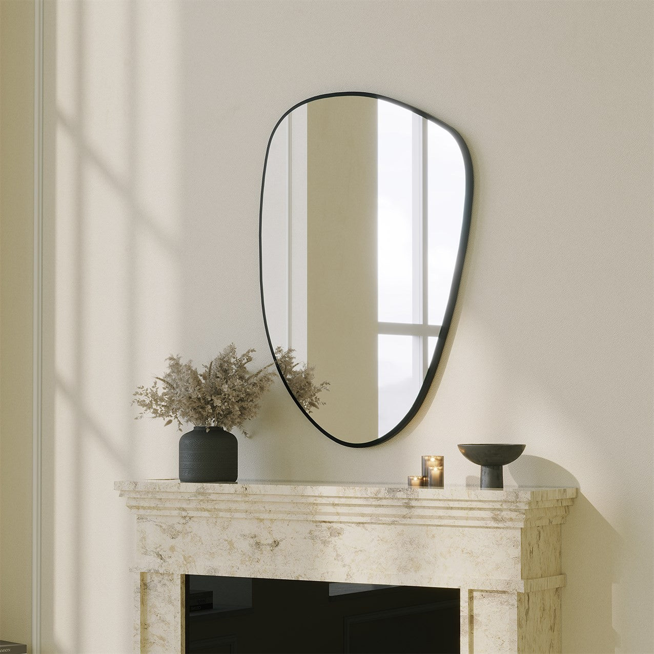 Espelho Ecológico Flotal-E Preto Elegante, 91 x 61 cm | 100% MDF, 18 mm de espessura | Perfeito para decoração moderna e espaços elegantes