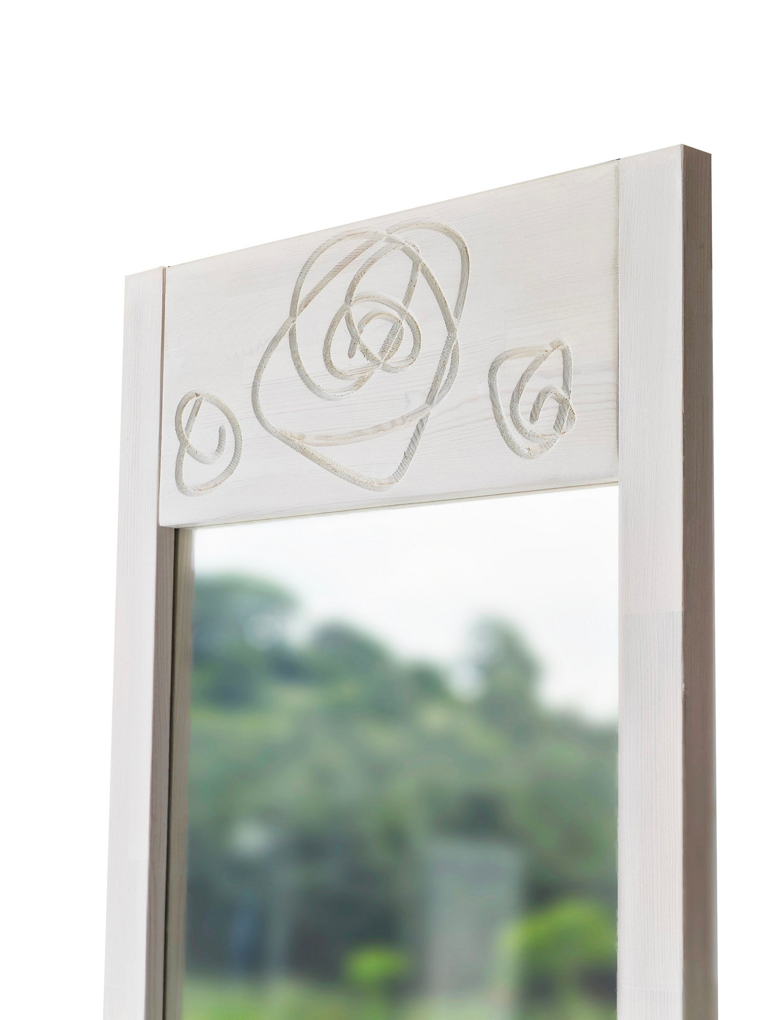 Espelho Cheval Elegante, 55 cm x 155 cm, 100% madeira maciça de pinho, espelho Flotal-E ecológico, acabamento branco | Perfeito para quartos e closets