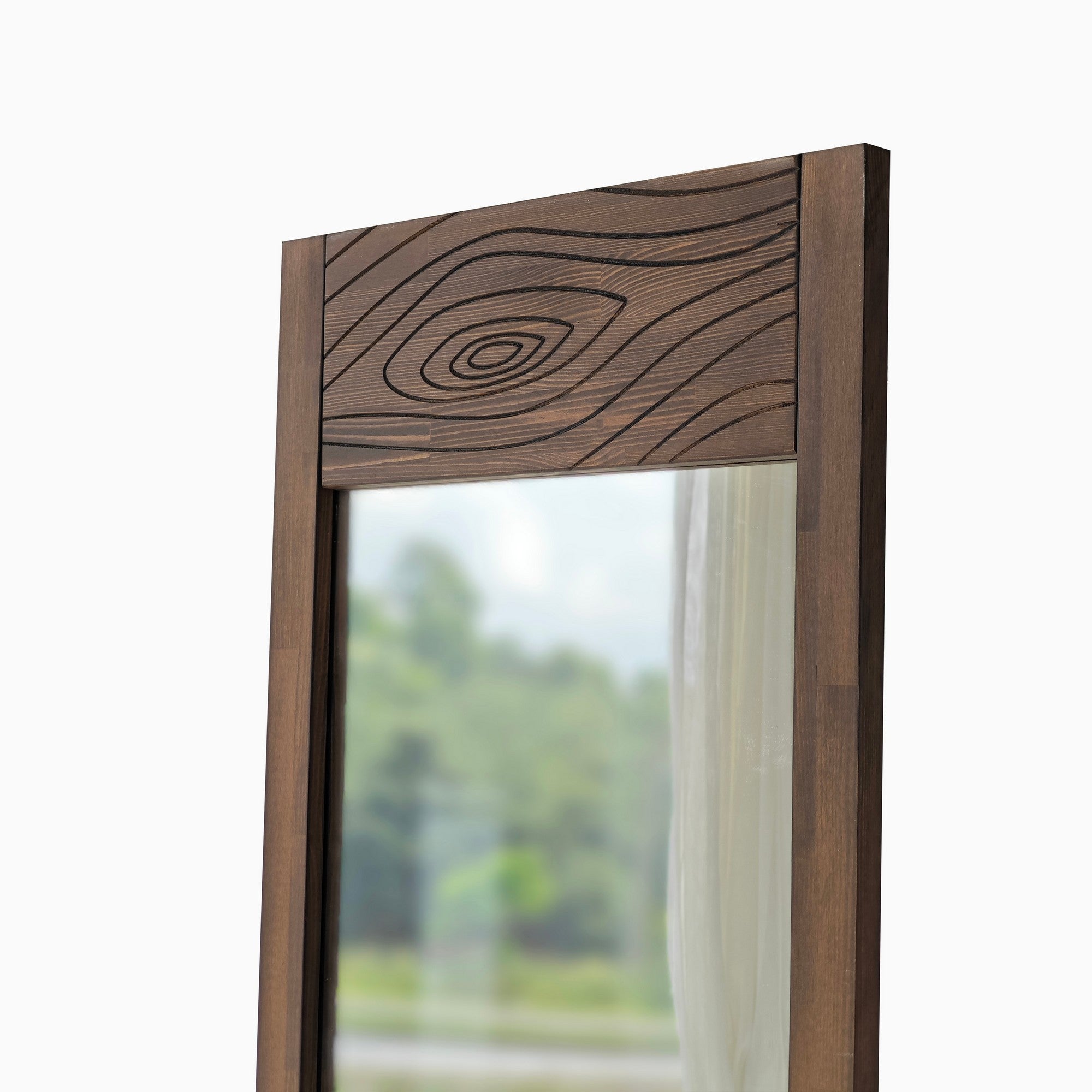 Espelho Cheval Elegante, 55 cm x 155 cm, Cor Nogueira | 100% Madeira Maciça de Pinho, Espelho Ecológico Flotal-E | Perfeito para Quartos e Vestiários