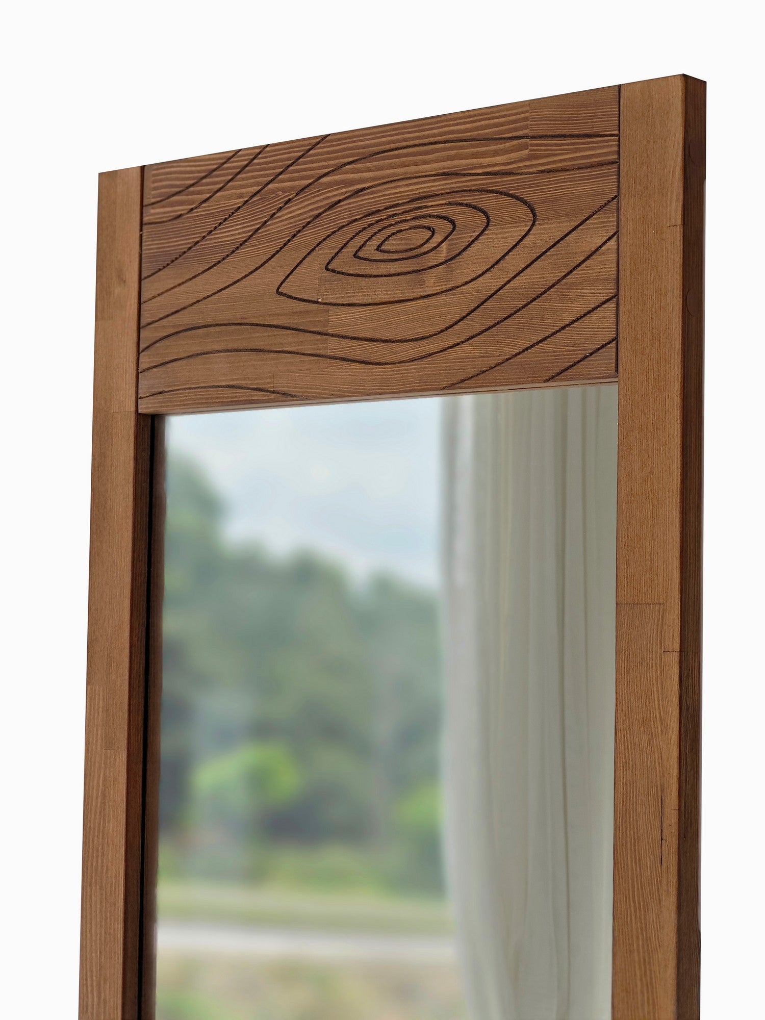 Espelho Cheval Elegante, 100% madeira de pinho, cor castanha, 55 x 155 x 2 cm | Espelho Flotal-E Ecológico | Perfeito para Quartos e Vestiários