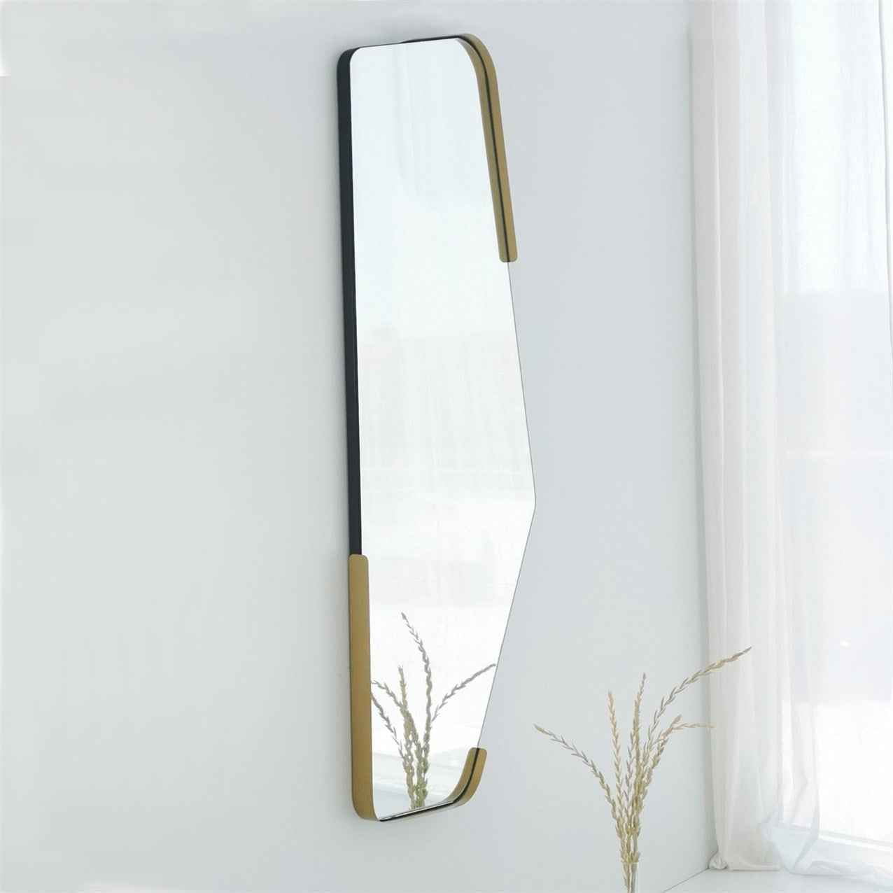 Espelho preto elegante (60 x 120 cm) | Estrutura 100% MDF com detalhes em metal | Design ecológico Flotal-E | Perfeito para decoração e espaços modernos