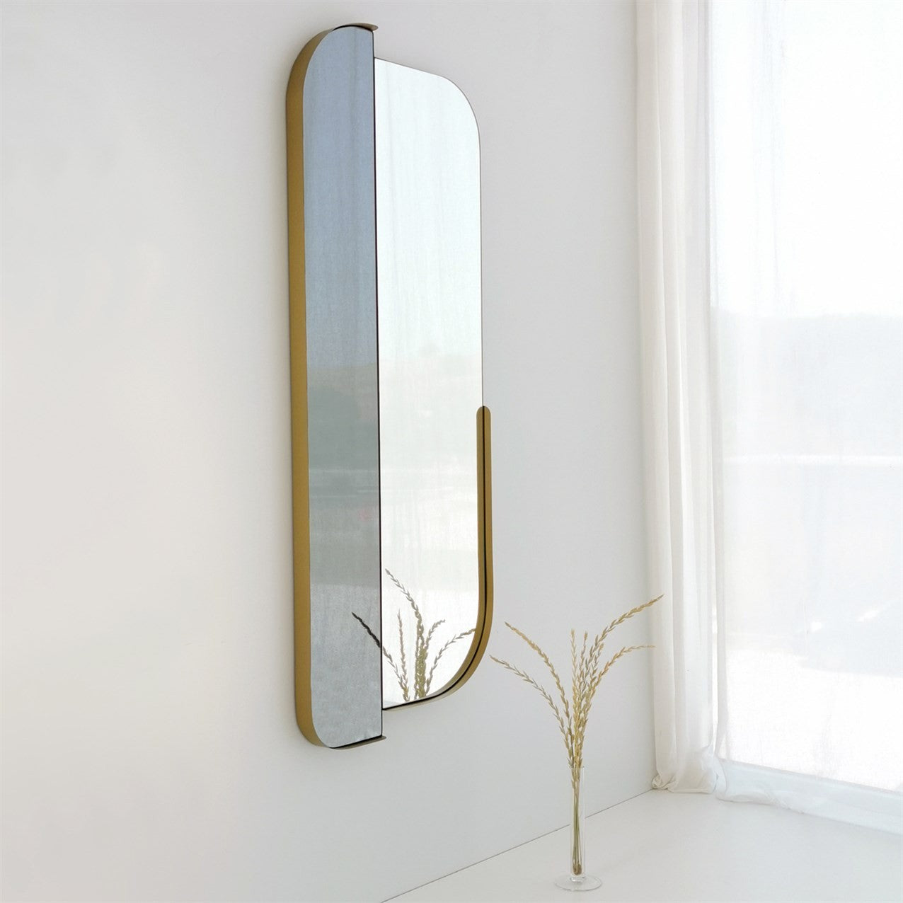 Espelho elegante com moldura dourada, 60 x 130 cm | 100% MDF e estrutura de metal, espelho Flotal-E ecológico com bordas de PVC | Perfeito para decoração moderna