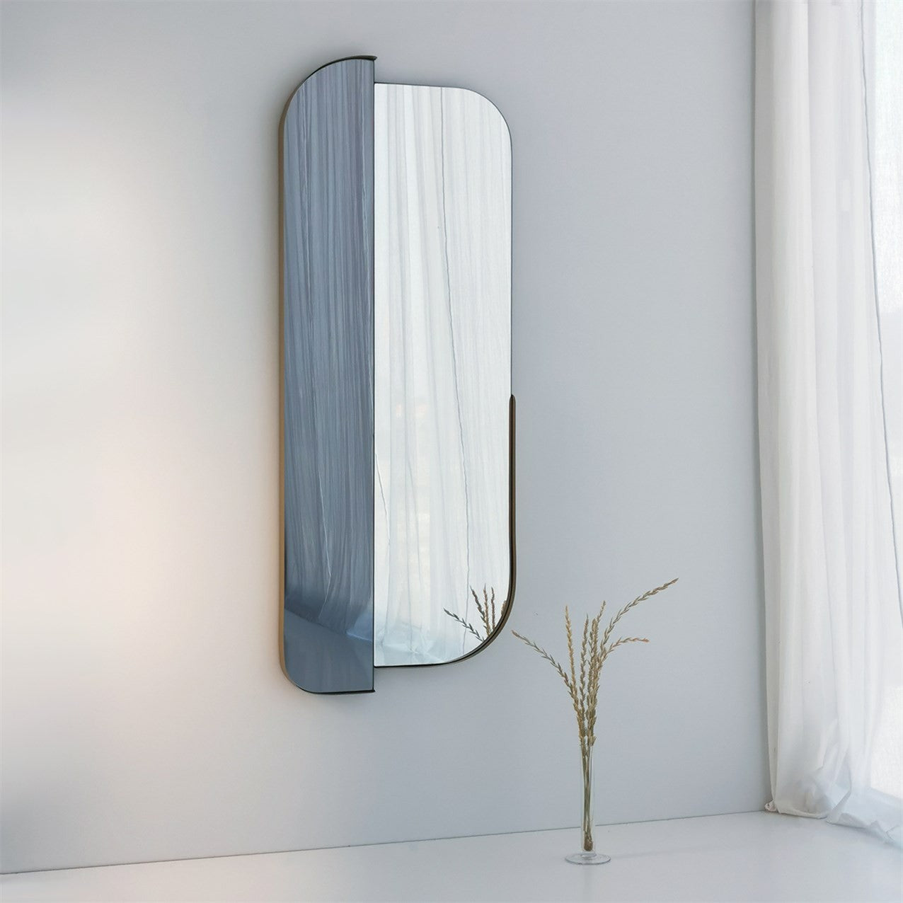 Espelho elegante com moldura dourada, 60 x 130 cm | 100% MDF e estrutura de metal, espelho Flotal-E ecológico com bordas de PVC | Perfeito para decoração moderna