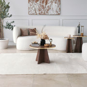 Mesa de Centro Elegante, Dourado e Nogueira, 60 x 40 x 60 cm | Aglomerado 100% Melamina, 18 mm de Espessura, Bordas em PVC | Elegante e Funcional para Espaços de Convivência