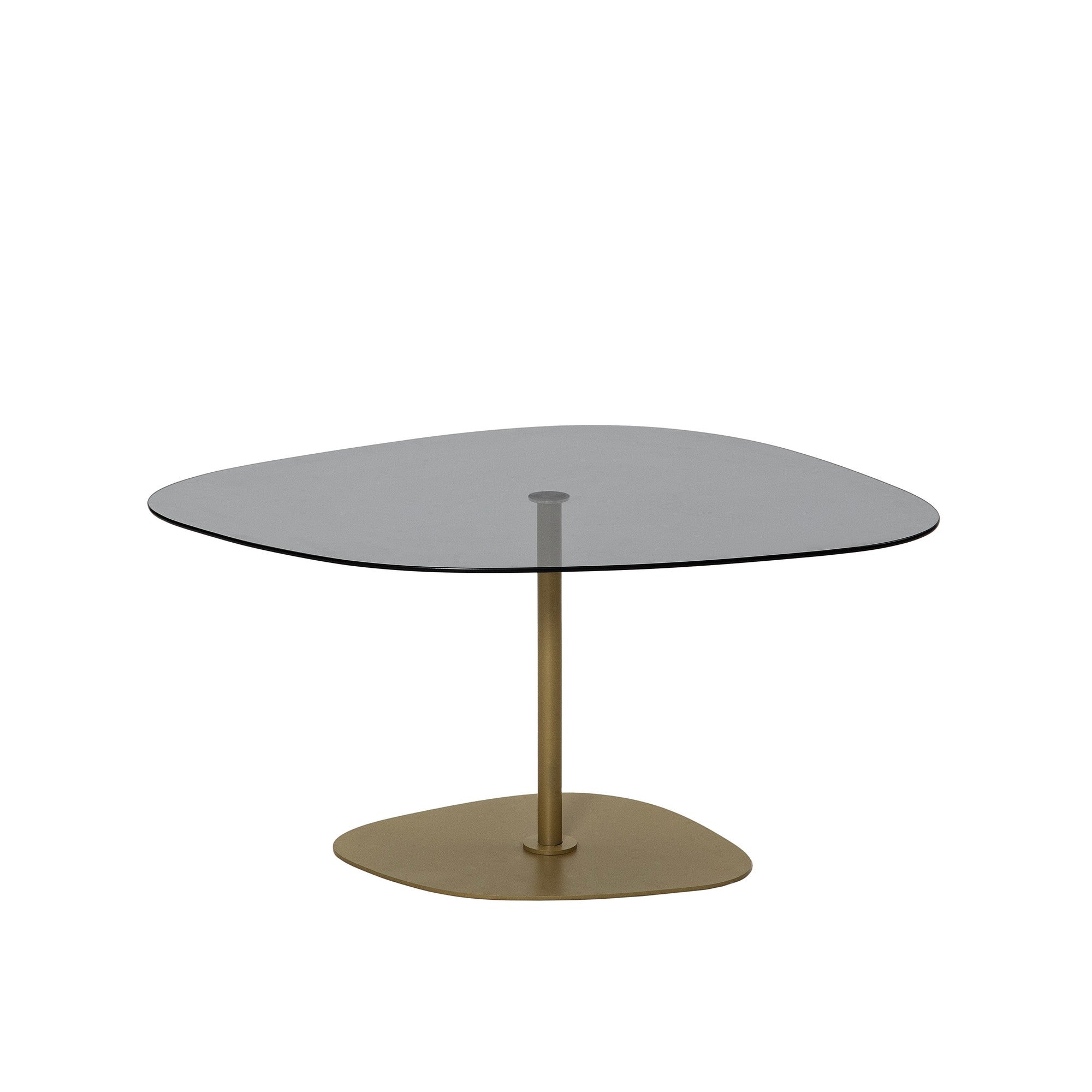 Mesa de Centro Elegante com Tampo de Vidro Temperado, Cinza Escuro e Dourado, 85 x 67 x 40 cm | Pernas de Metal Resistente, Desmontável para Fácil Montagem | Elegância Moderna