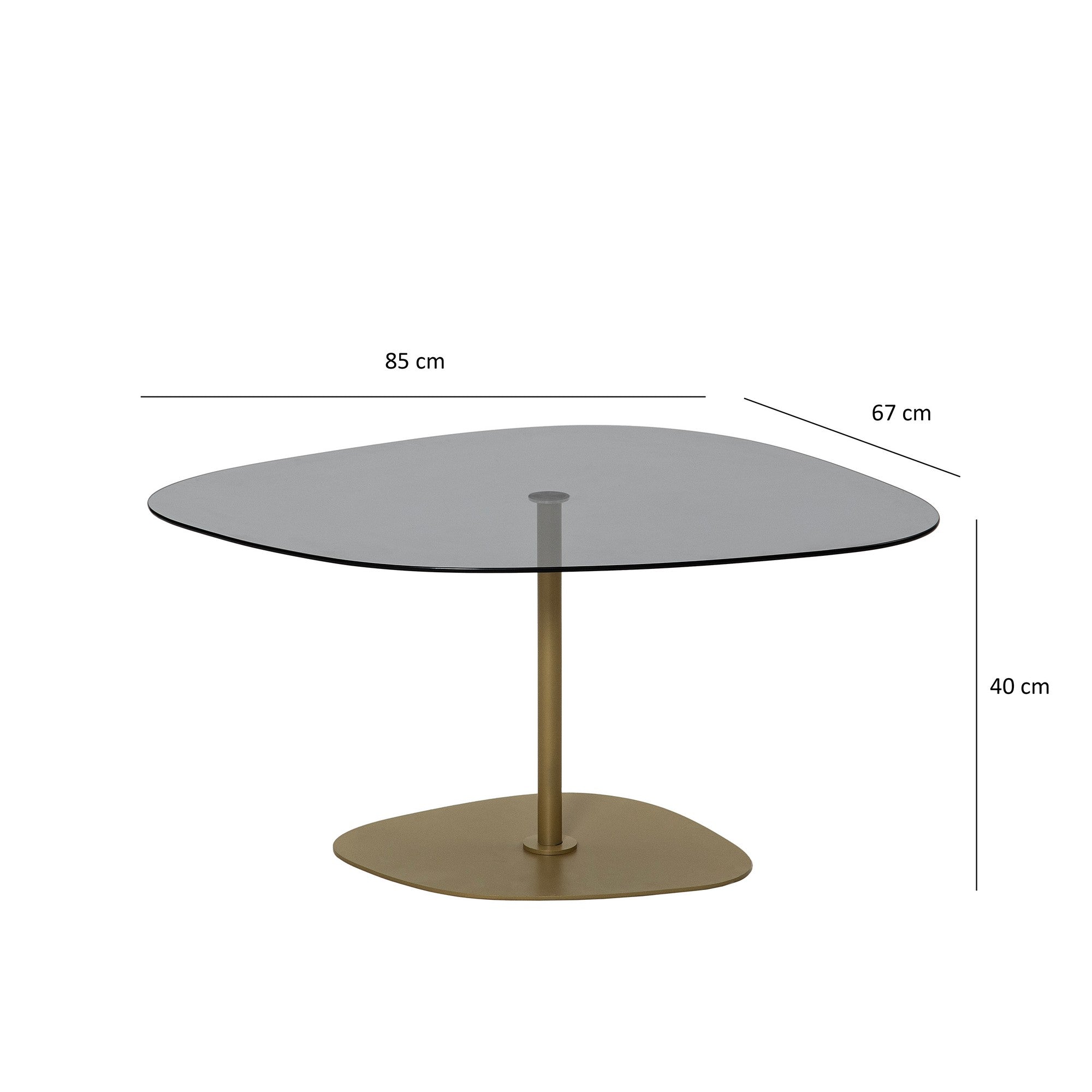 Mesa de Centro Elegante com Tampo de Vidro Temperado, Cinza Escuro e Dourado, 85 x 67 x 40 cm | Pernas de Metal Resistente, Desmontável para Fácil Montagem | Elegância Moderna