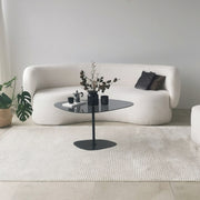 Mesa de centro elegante com tampo 100% de vidro temperado, cinza escuro e preto, 85 x 67 x 40 cm | Pernas de metal resistentes, desmontável para fácil montagem | Design moderno