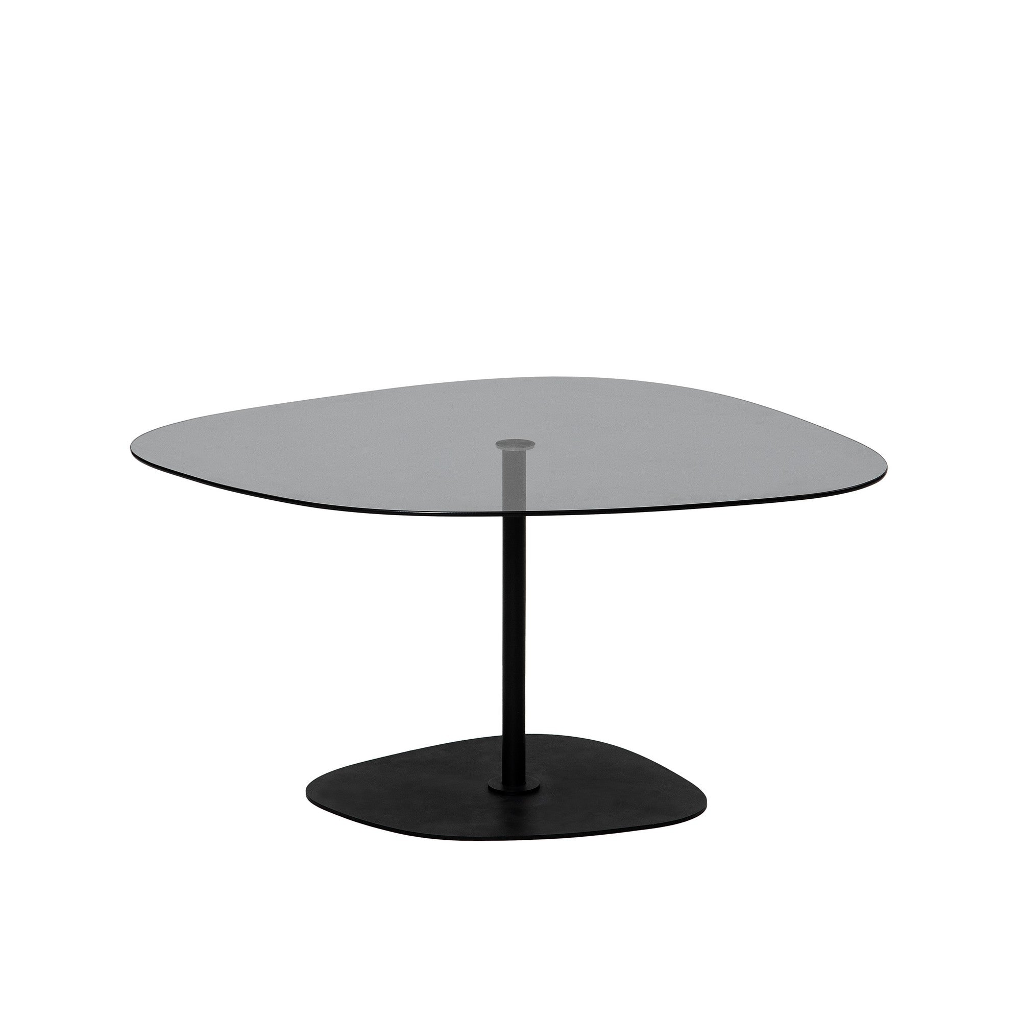 Mesa de centro elegante com tampo 100% de vidro temperado, cinza escuro e preto, 85 x 67 x 40 cm | Pernas de metal resistentes, desmontável para fácil montagem | Design moderno