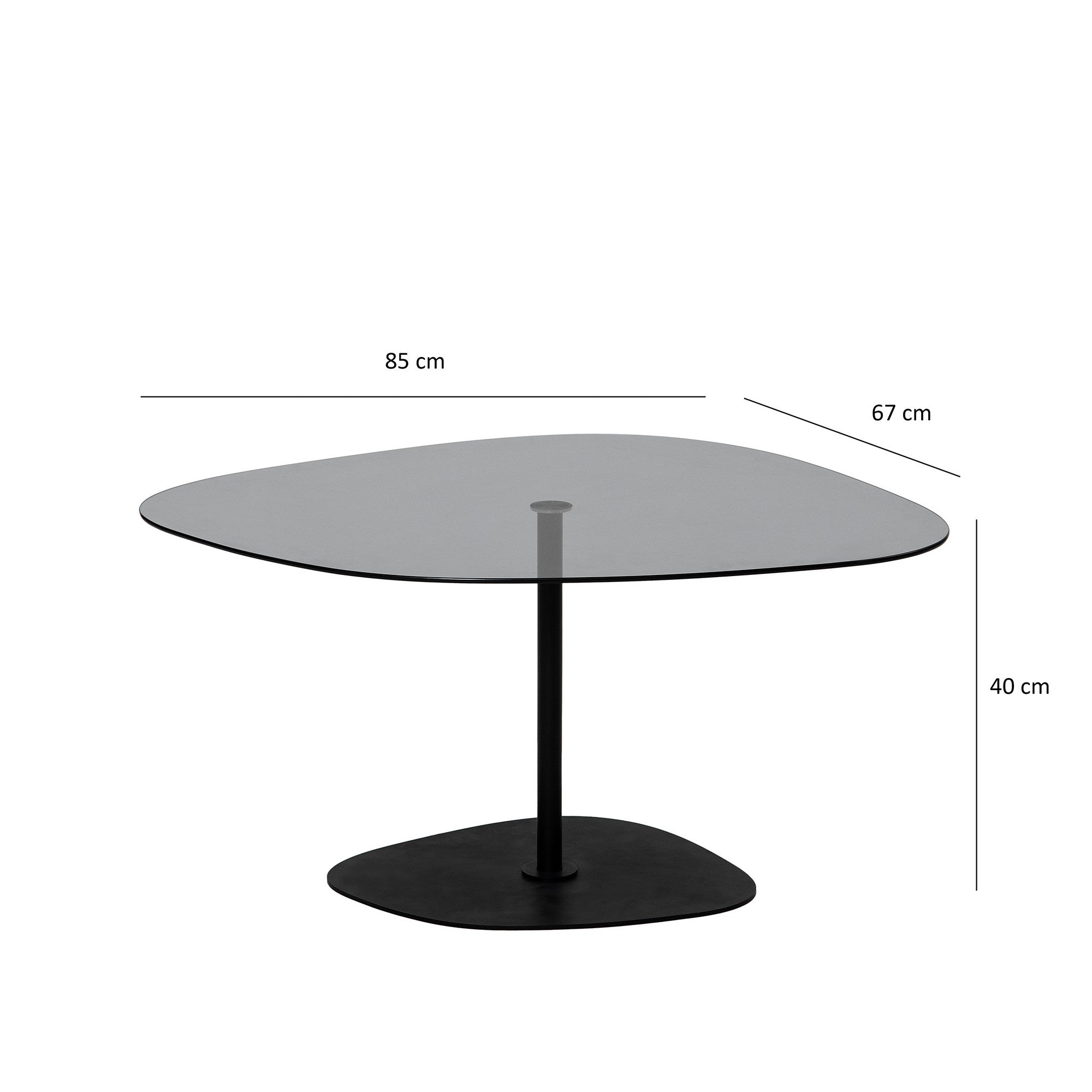 Mesa de centro elegante com tampo 100% de vidro temperado, cinza escuro e preto, 85 x 67 x 40 cm | Pernas de metal resistentes, desmontável para fácil montagem | Design moderno