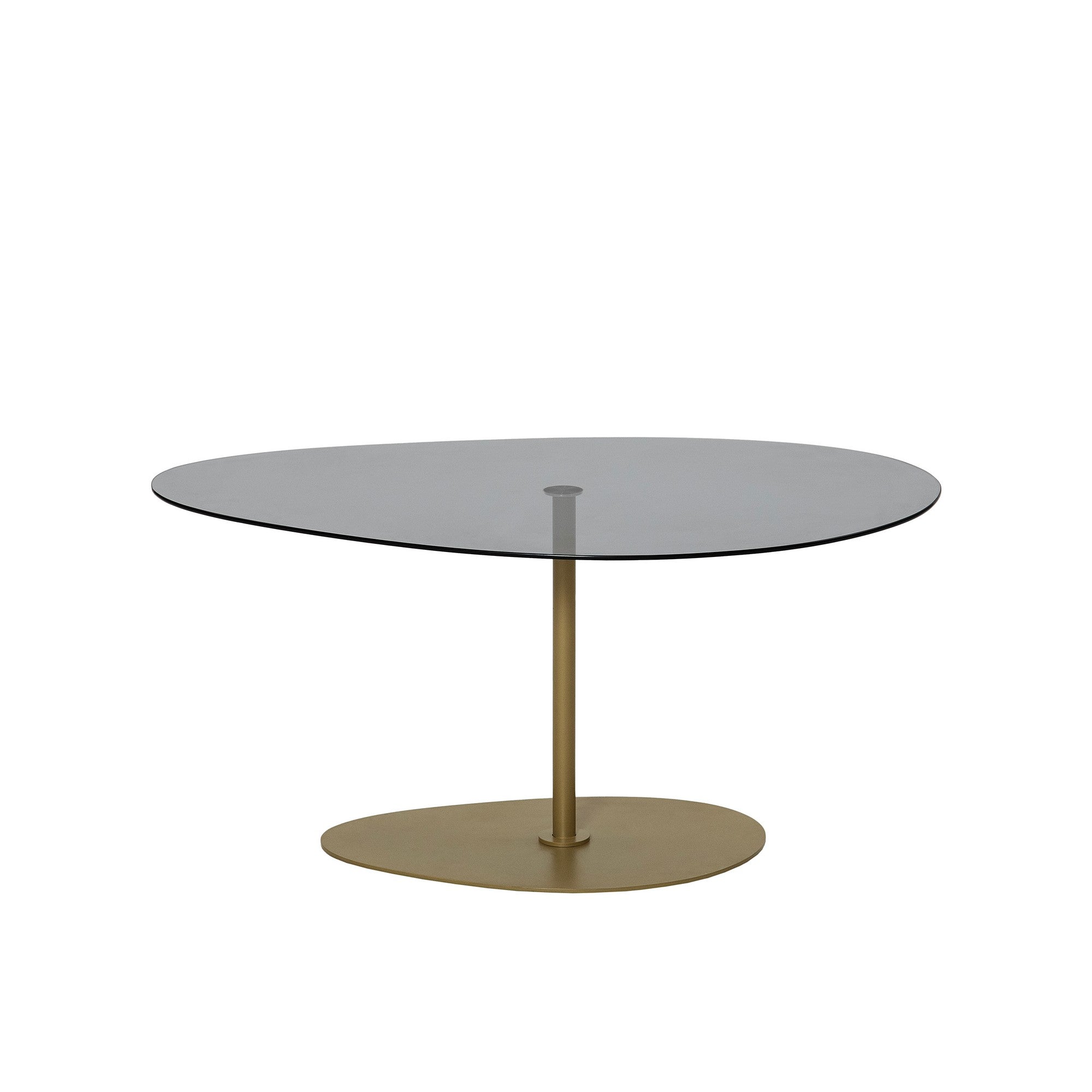 Mesa de Centro Elegante com Tampo de Vidro Temperado, Cinza Escuro e Dourado, 90 x 60 x 40 cm | Pernas de Metal Resistente, Desmontável para Fácil Montagem | Elegância Moderna
