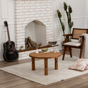 Mesa de Centro de Madeira Maciça, Cor Castanha, 70 x 40 x 70 cm | Acabamento Ultra Fosco Resistente a UV e à Base de Água | Elegante e Durável para Espaços Modernos