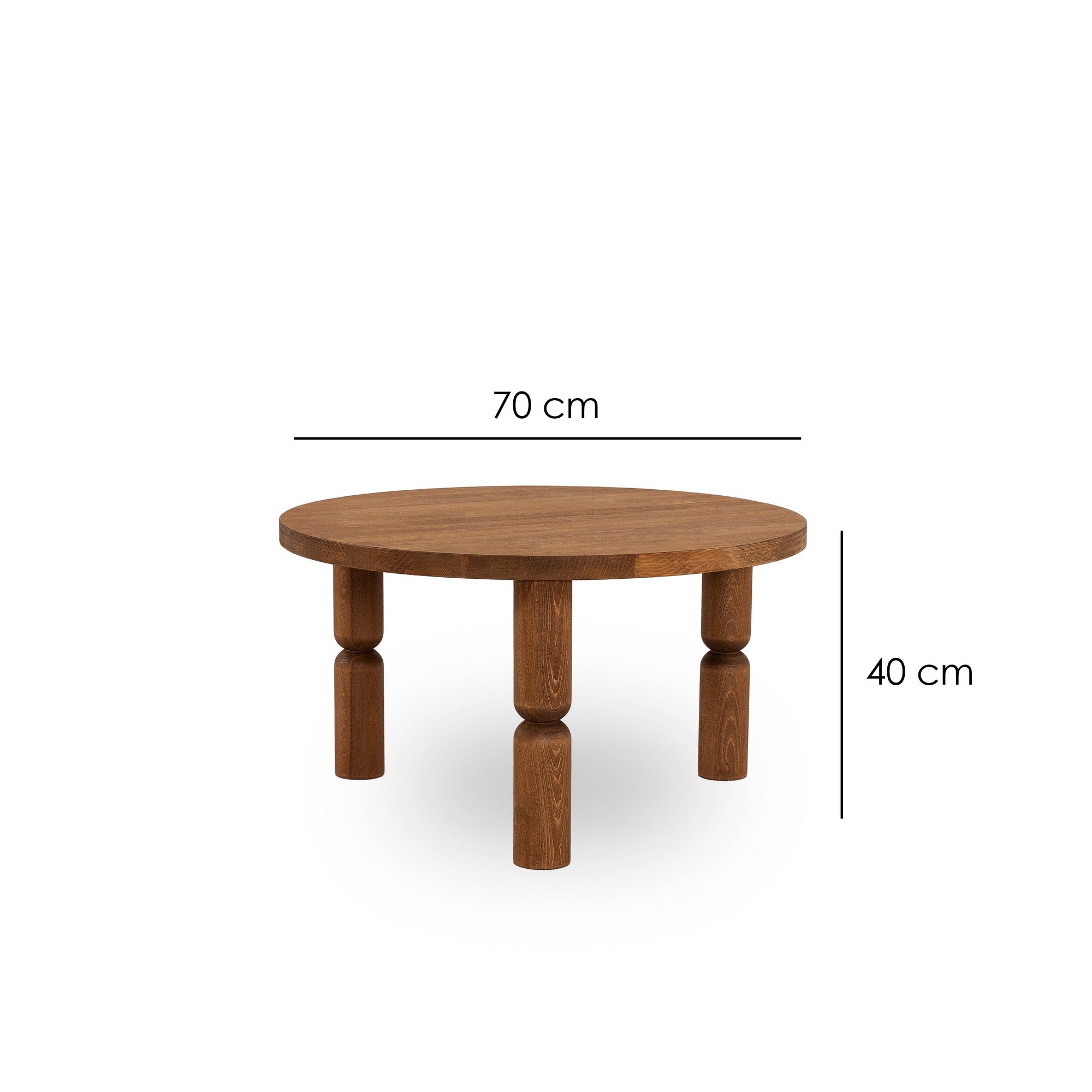 Mesa de Centro de Madeira Maciça, Cor Castanha, 70 x 40 x 70 cm | Acabamento Ultra Fosco Resistente a UV e à Base de Água | Elegante e Durável para Espaços Modernos