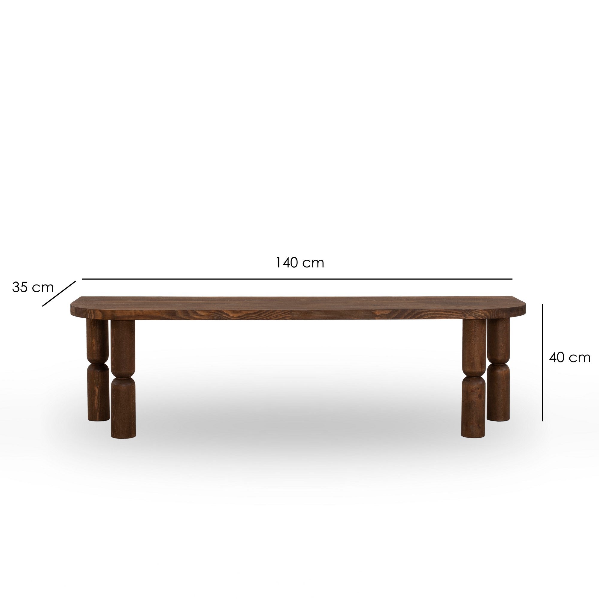 Suporte de TV em madeira maciça, cor nogueira, 140 x 40 x 35 cm | Acabamento ultrafosco resistente a raios UV e à base de água | Design elegante e durável para salas de estar modernas
