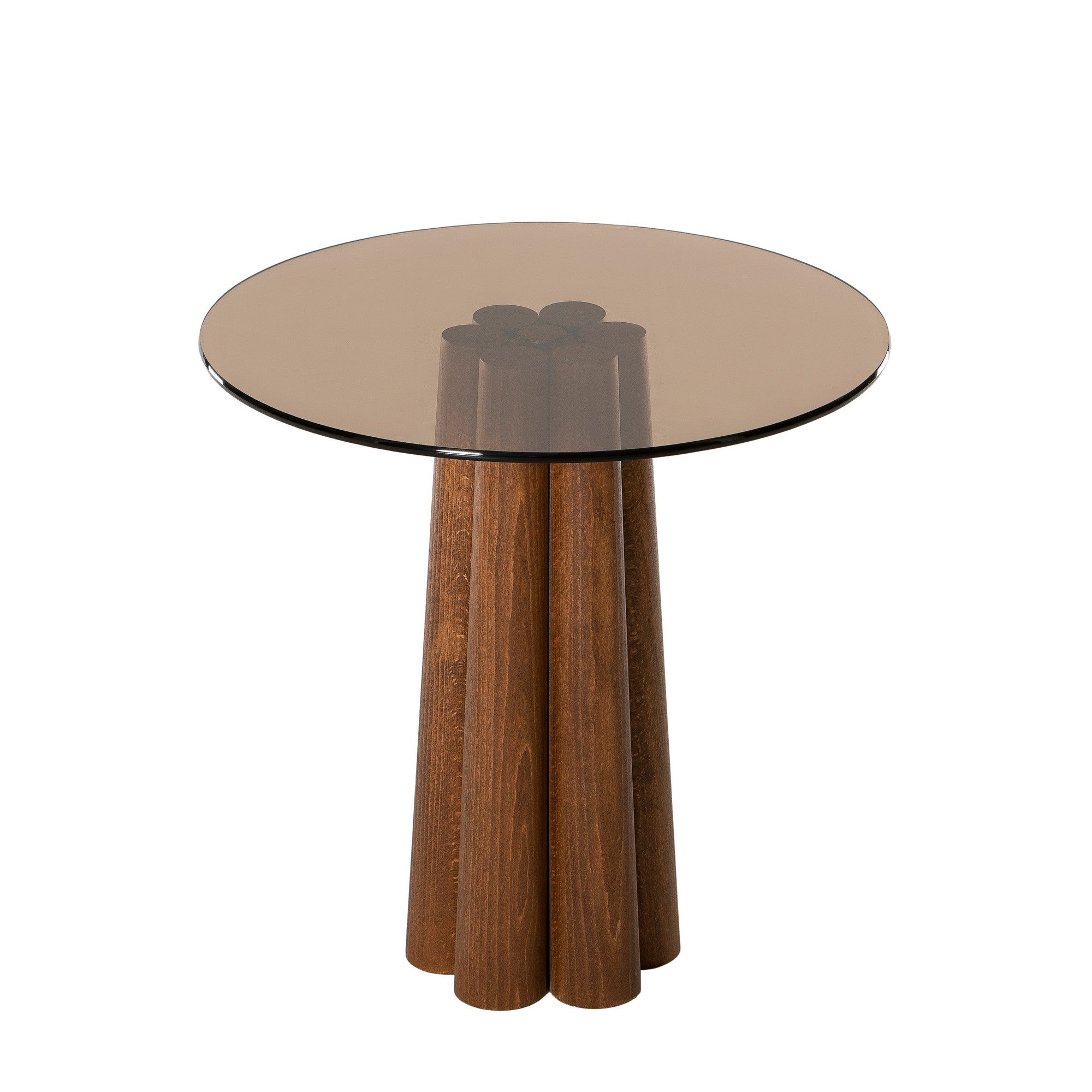 Mesa de Centro Elegante, 50x50x50 cm, 100% Vidro Temperado e Estrutura em Faia, Acabamento em Bronze e Nogueira | Design Moderno para Sala de Estar e Lounge