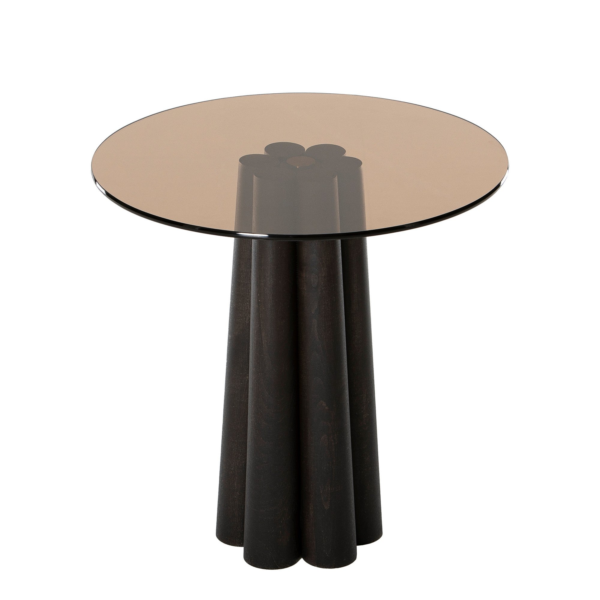 Mesa de centro elegante, 50 cm x 50 cm x 50 cm | 100% vidro temperado e estrutura de madeira de faia | Preto e bronze | Design moderno, fácil montagem