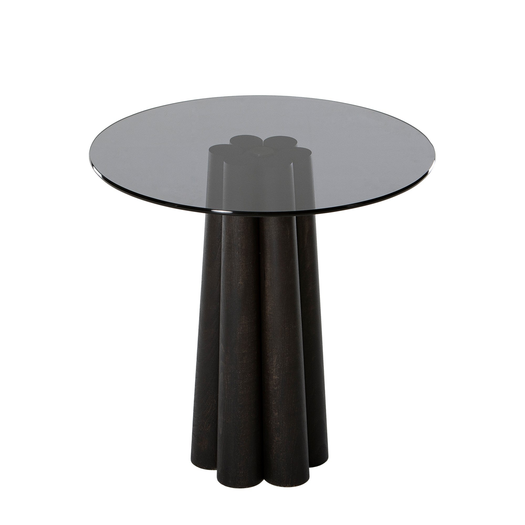 Mesa de Centro Elegante, 50x50x50 cm, Cinza Escuro e Preto | 100% Vidro Temperado e Estrutura em Madeira de Faia | Desmontada para Fácil Montagem, Design Moderno