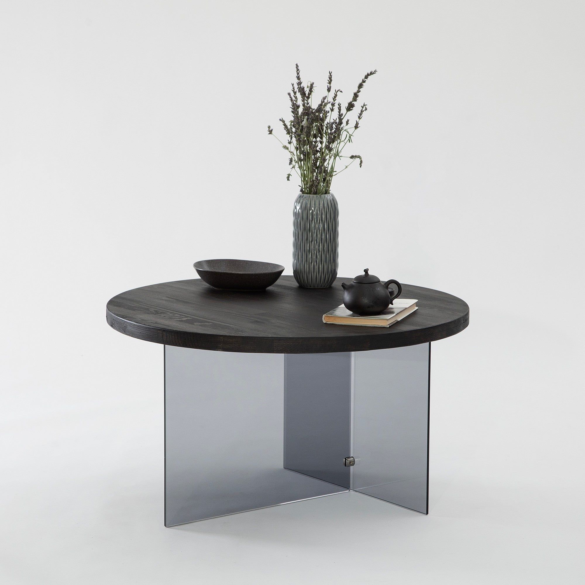 Mesa de Centro Elegante, 70 cm de Largura x 40 cm de Altura, 100% Vidro Temperado e Estrutura em MDF, Antracite e Cinza Escuro | Design Moderno para Sala de Estar e Lounge