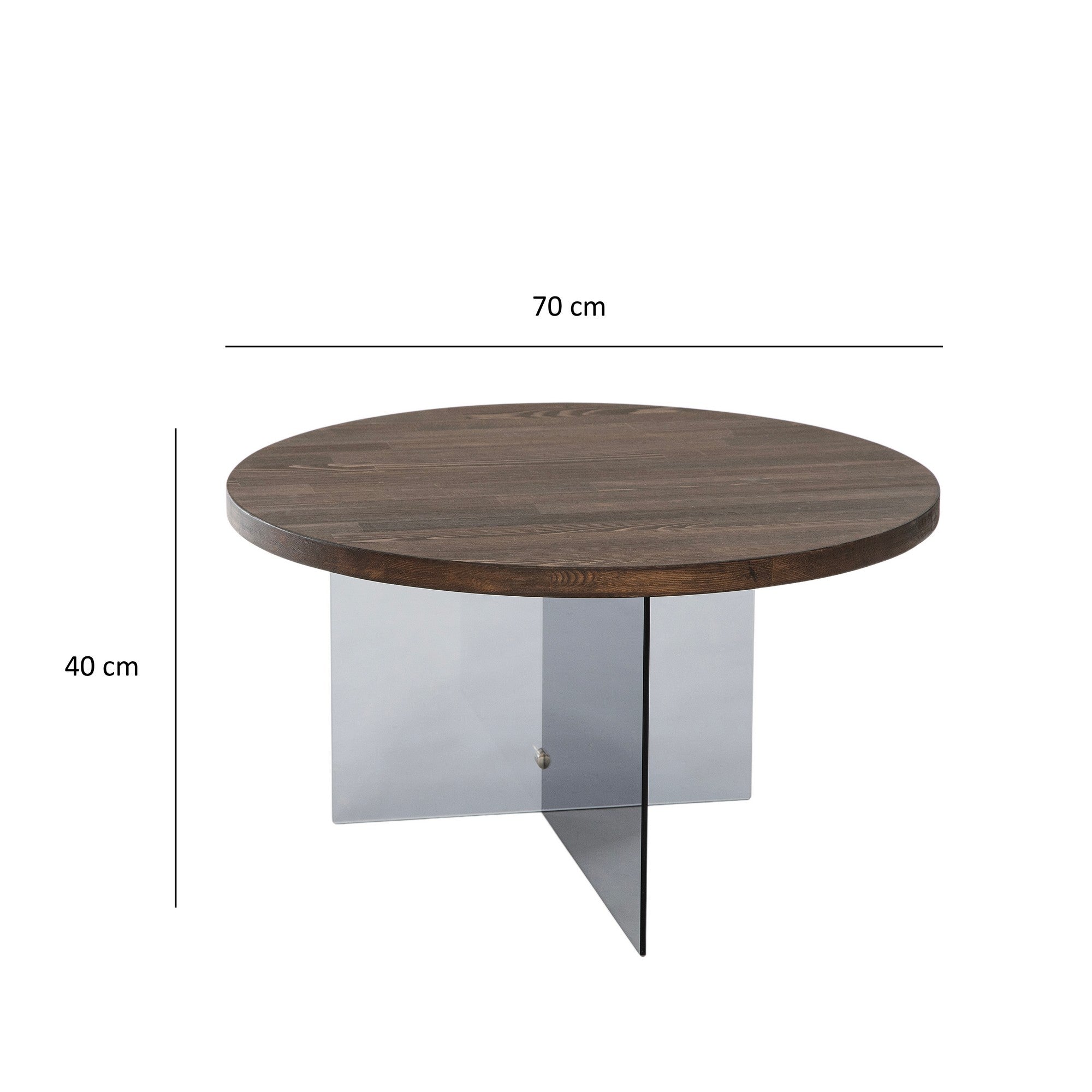 Mesa de Centro Elegante, 70 cm de Largura, 40 cm de Altura | Vidro 100% Temperado e Estrutura em MDF | Nogueira e Cinza Escuro | Design Moderno para Sala de Estar e Lounge