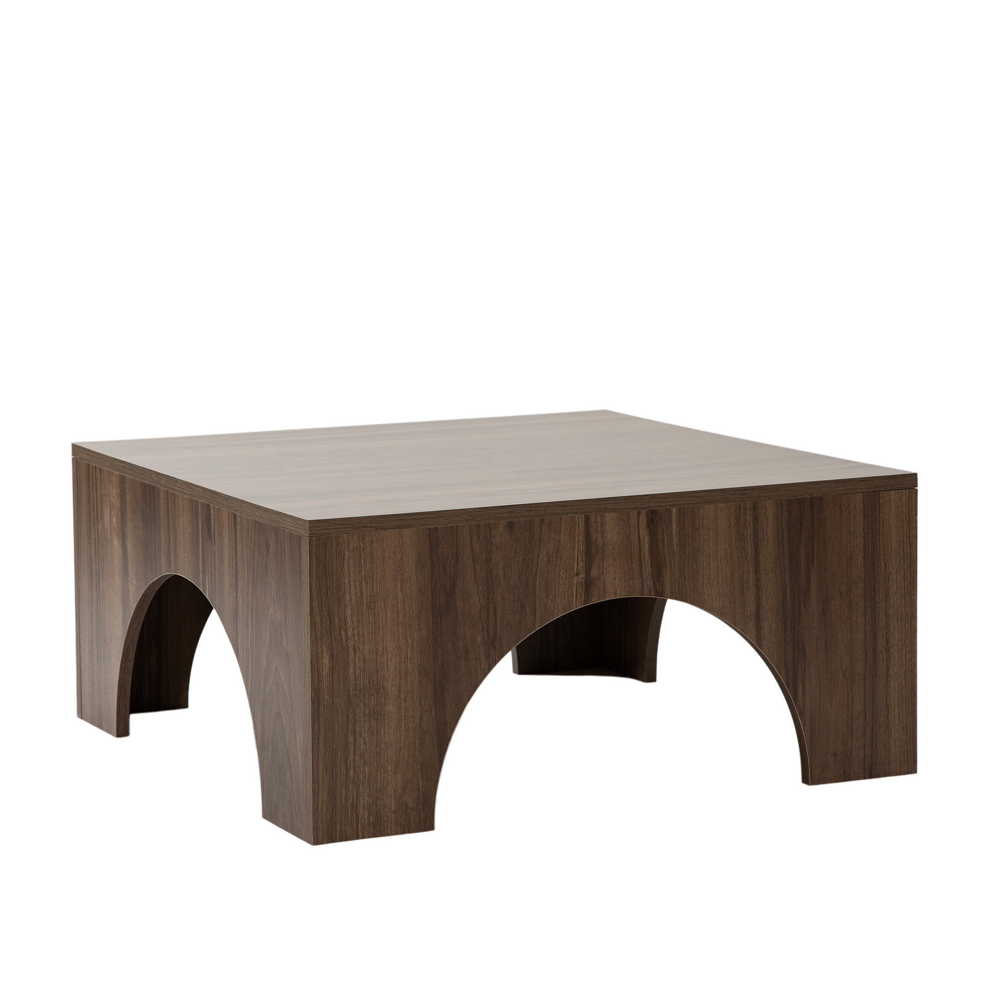 Mesa de Centro Elegante em Nogueira, 80 x 37 x 80 cm | Aglomerado 100% Melamina, 18 mm de Espessura, Bordas em PVC | Desmontável para Fácil Montagem, Design Moderno