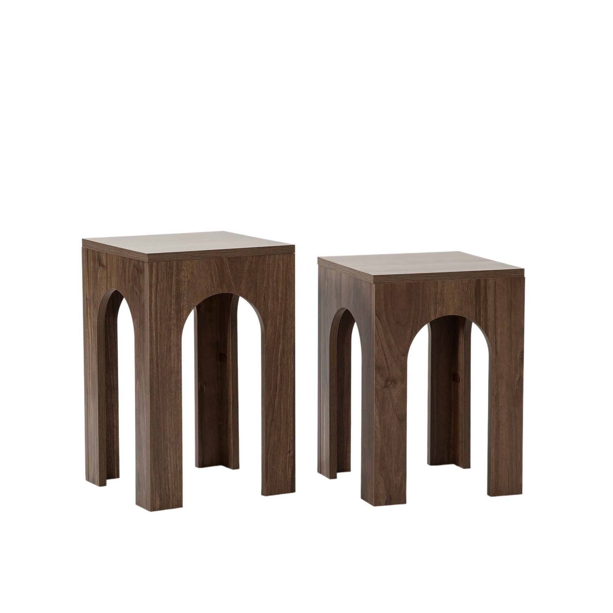 Conjunto de mesa de centro elegante (2 peças), cor nogueira, 35 x 50 cm e 35 x 55 cm | Aglomerado 100% revestido de melamina, 18 mm de espessura | Design moderno, fácil montagem