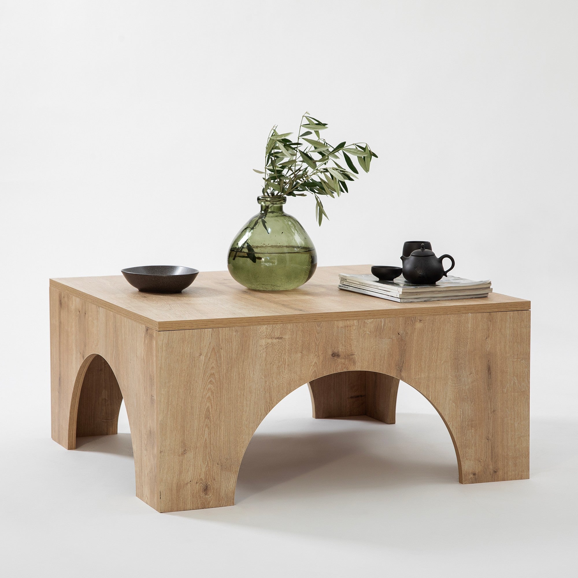 Mesa de Centro Elegante em Carvalho, 80 x 80 x 37 cm | Aglomerado 100% Melamina, 18 mm de Espessura, Bordas em PVC | Desmontável para Fácil Montagem, Design Moderno