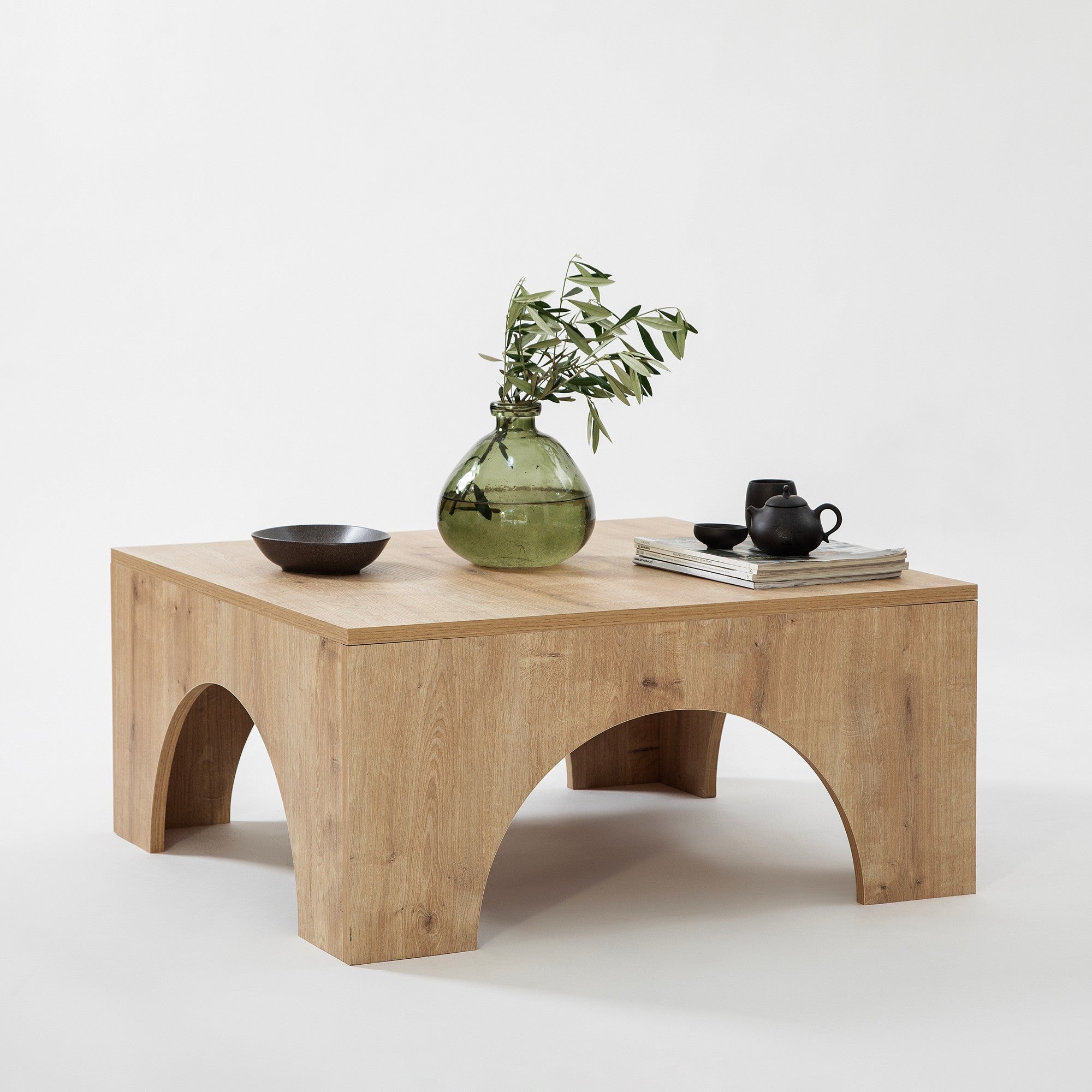Mesa de Centro Elegante em Carvalho, 80 x 80 x 37 cm | Aglomerado 100% Melamina, 18 mm de Espessura, Bordas em PVC | Desmontável para Fácil Montagem, Design Moderno