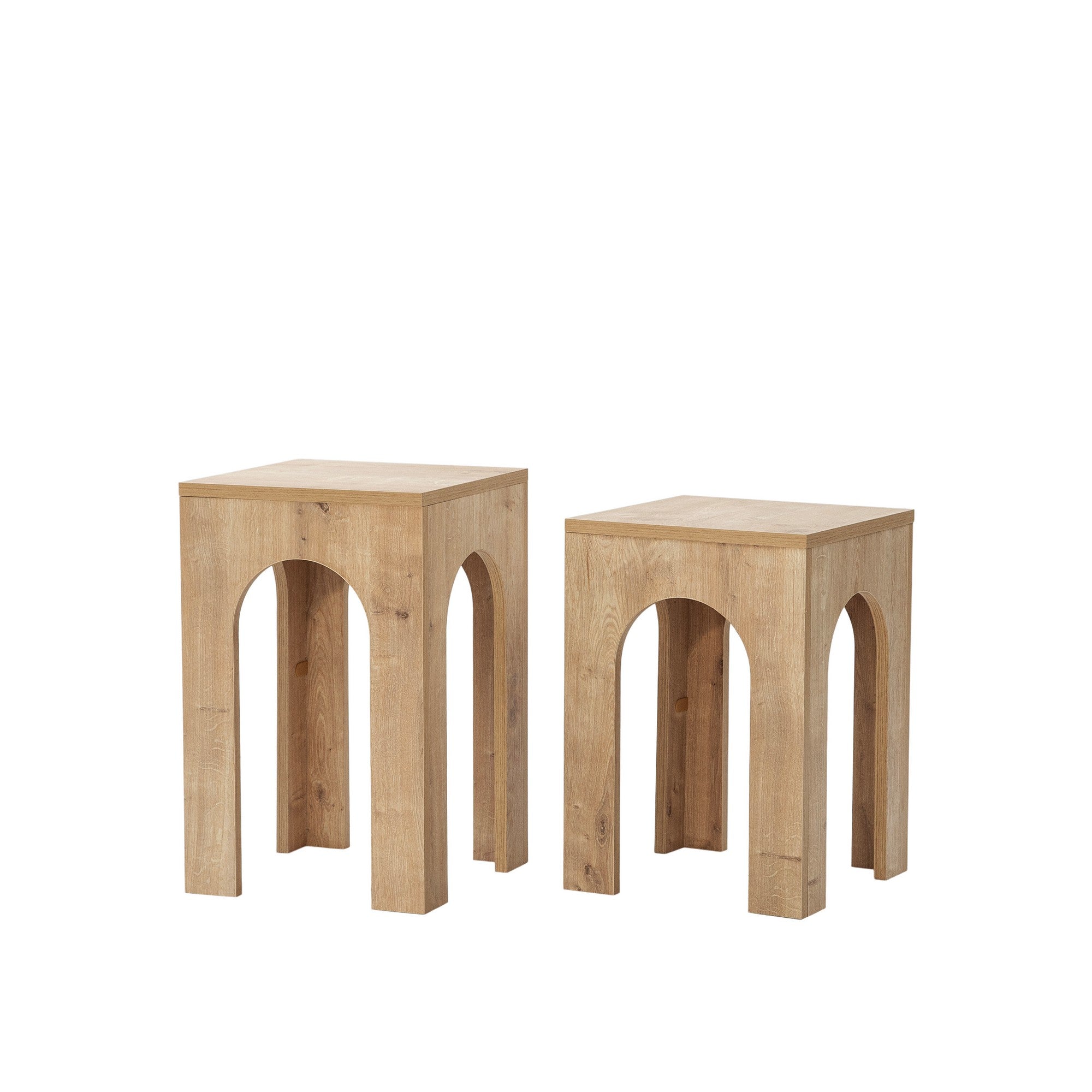 Conjunto de mesa de centro elegante (2 peças), cor carvalho, 35 x 50 cm e 35 x 55 cm | Aglomerado 100% revestido de melamina, 18 mm de espessura | Design moderno, fácil montagem