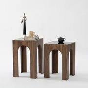 Conjunto de mesa de centro elegante (2 peças), nogueira e cinza escuro, 35 x 50/55 cm | 100% vidro temperado, aglomerado revestido de melamina de 18 mm | Design moderno e elegante