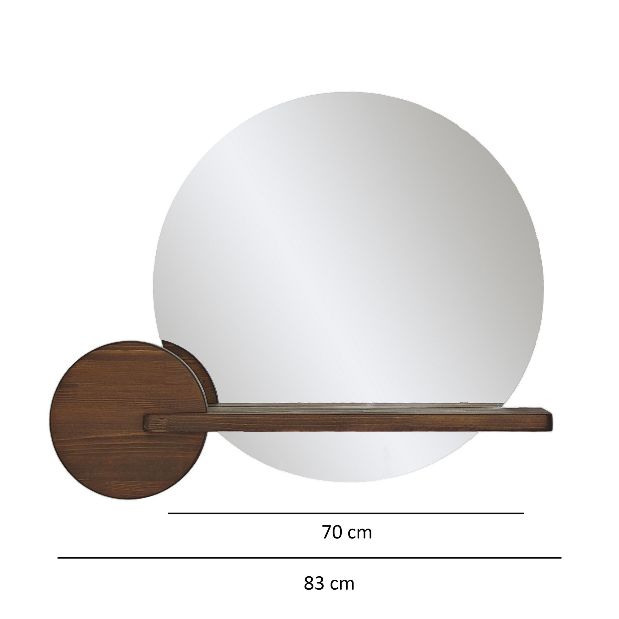 Espelho Flotal-E ecológico elegante em nogueira, 83 cm x 70 cm | 100% madeira de pinho | Perfeito para decoração moderna e interiores elegantes