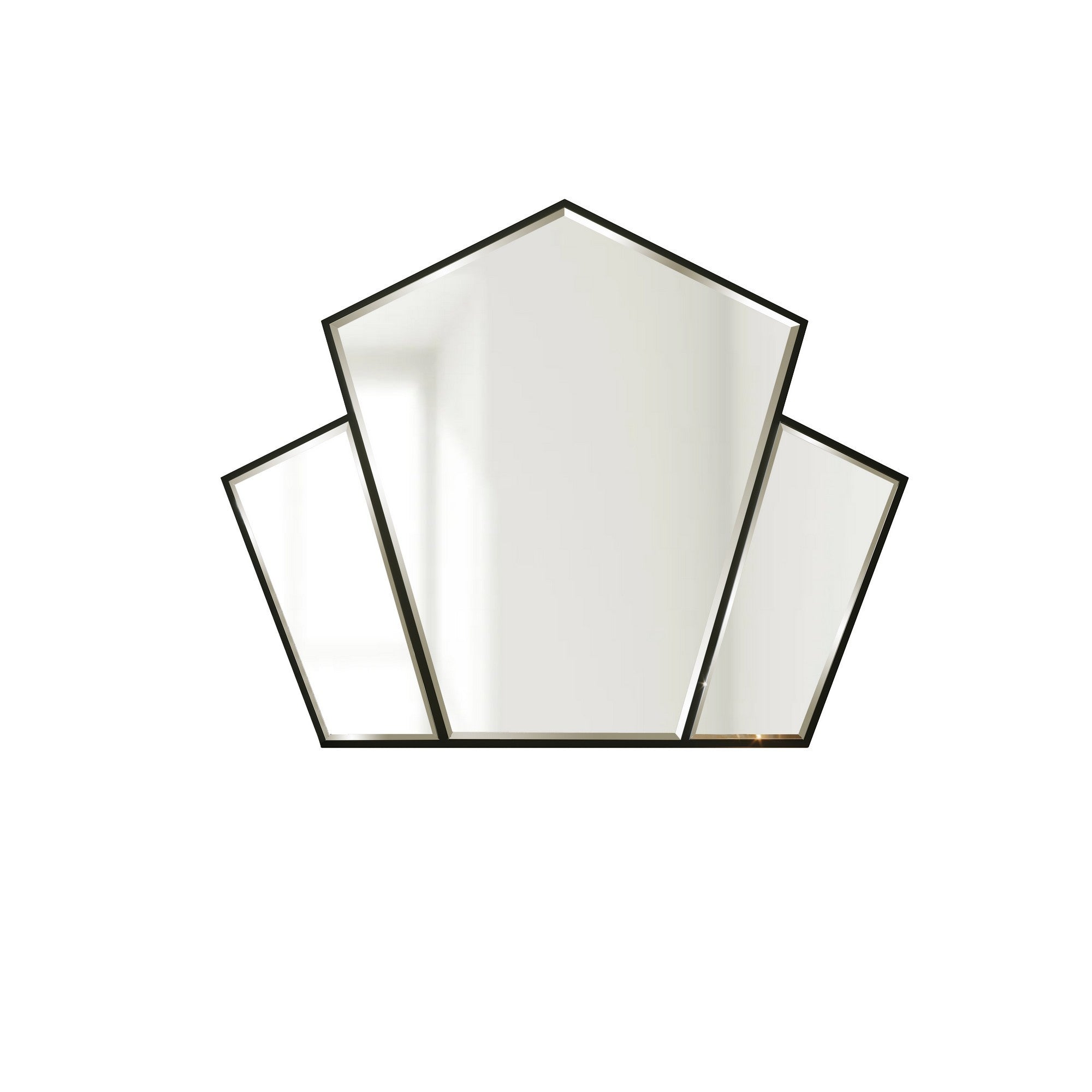 Espelho de parede preto elegante, 95 x 76 cm | Painel de partículas 100% revestido de melamina, cintas de PVC | Design ecológico para espaços modernos