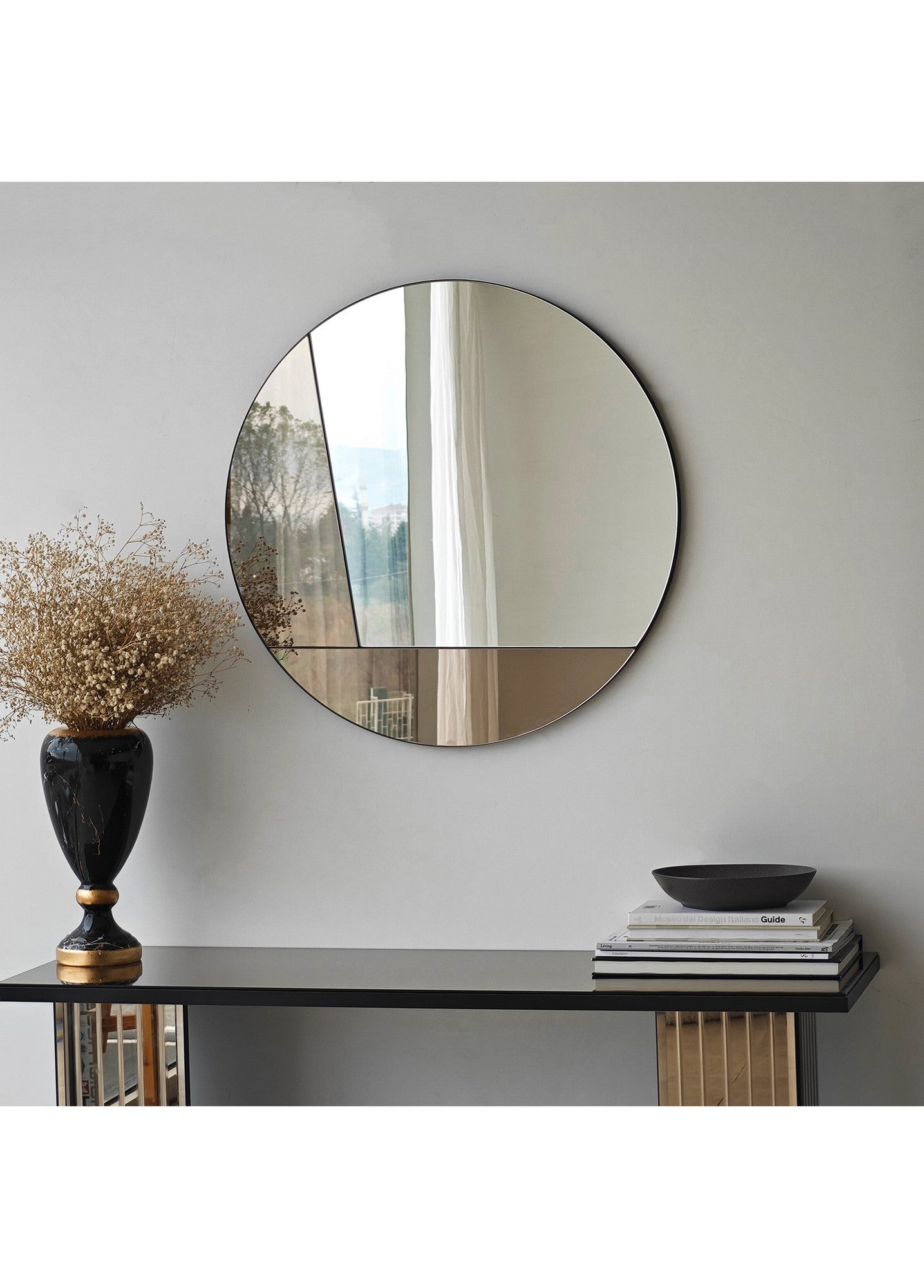 Espelho de parede elegante em bronze, 60 x 60 cm | Painel de partículas 100% revestido em melamina, cintas de PVC | Design Flotal-E ajustável e ecológico