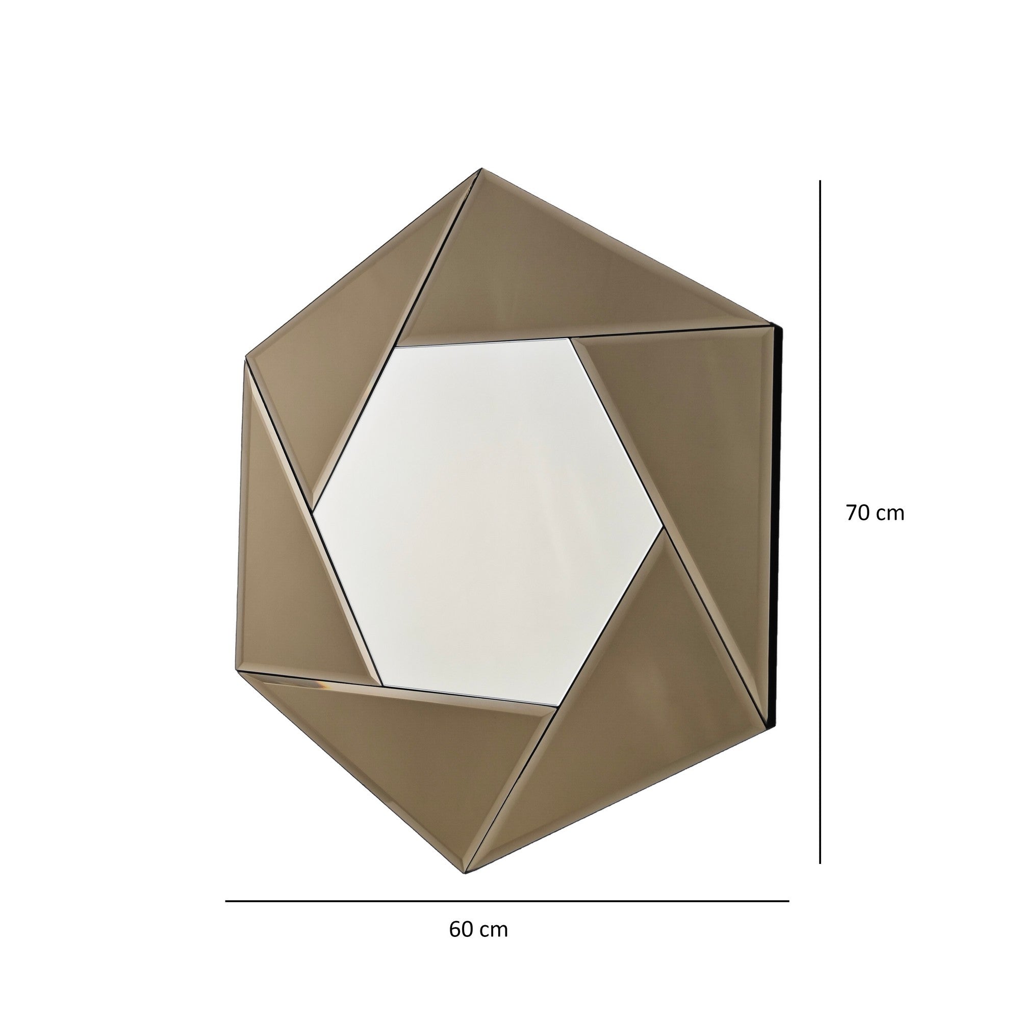 Espelho de parede elegante em bronze, 60 x 70 cm | Painel de partículas 100% revestido em melamina, cintas de PVC | Design Flotal-E ajustável e ecológico