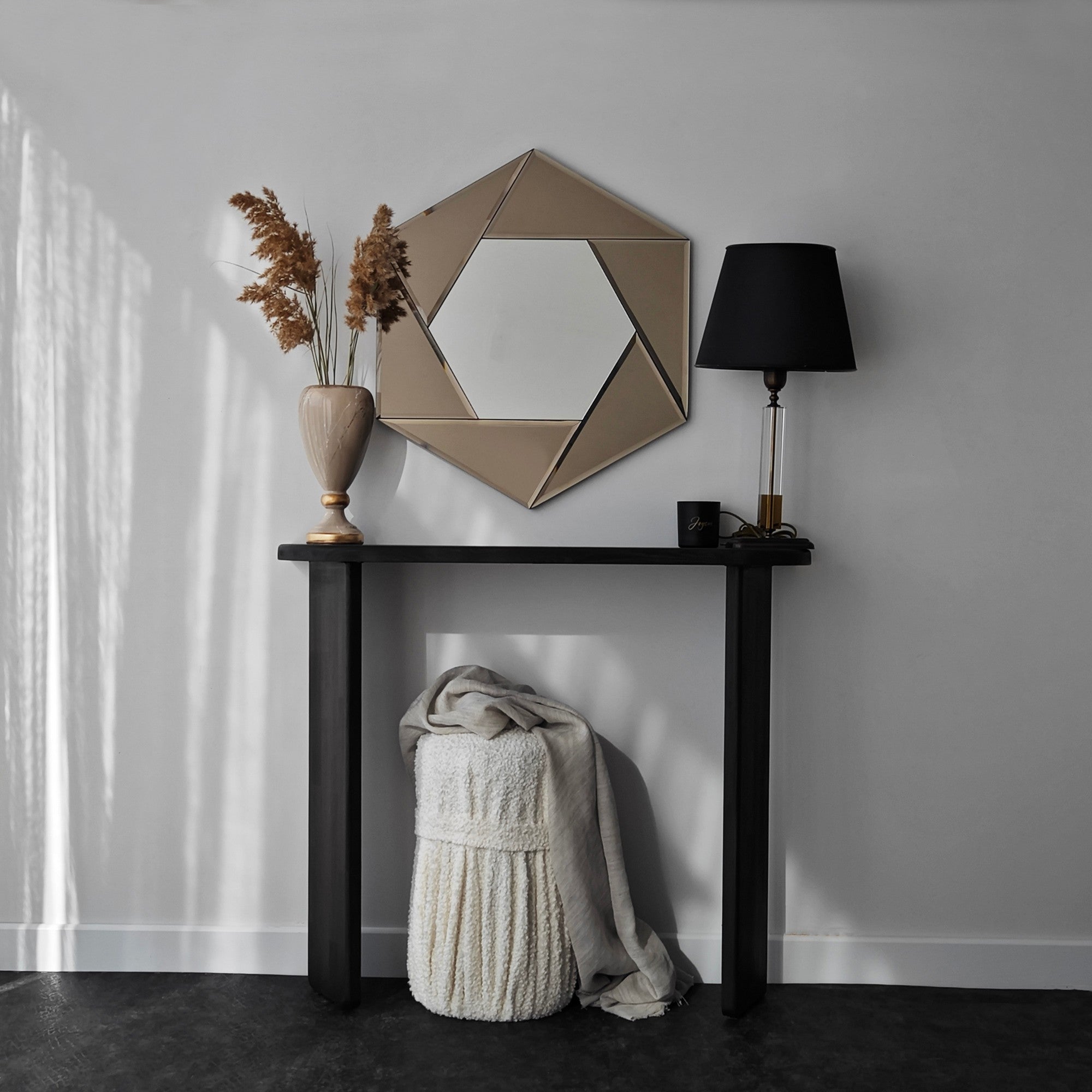 Espelho de parede elegante em bronze, 60 x 70 cm | Painel de partículas 100% revestido em melamina, cintas de PVC | Design Flotal-E ajustável e ecológico