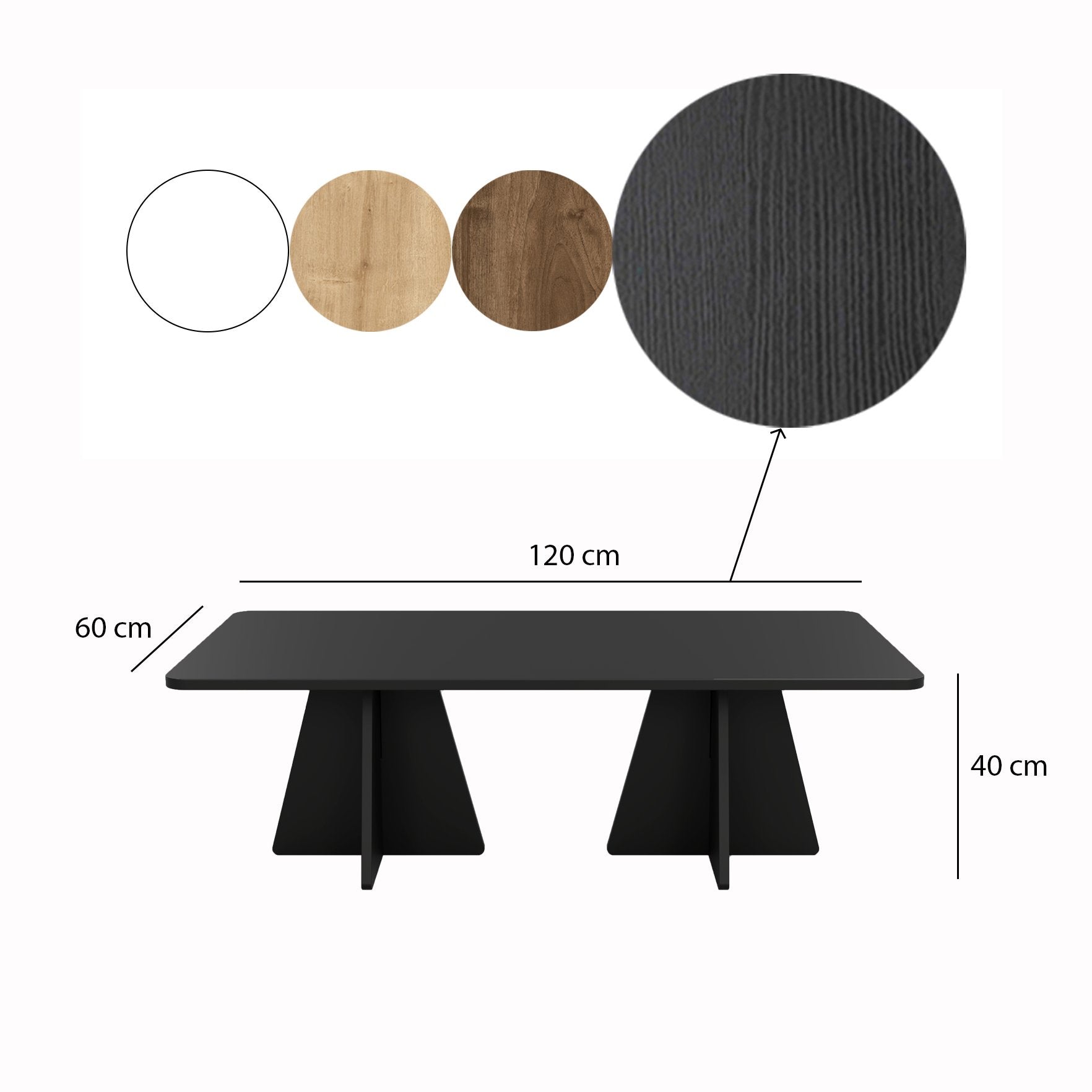 Conjunto de mesa de centro elegante em preto (4 peças) | Painel de partículas 100% revestido em melamina, 18 mm de espessura | Perfeito para salas de estar modernas e espaços de entretenimento