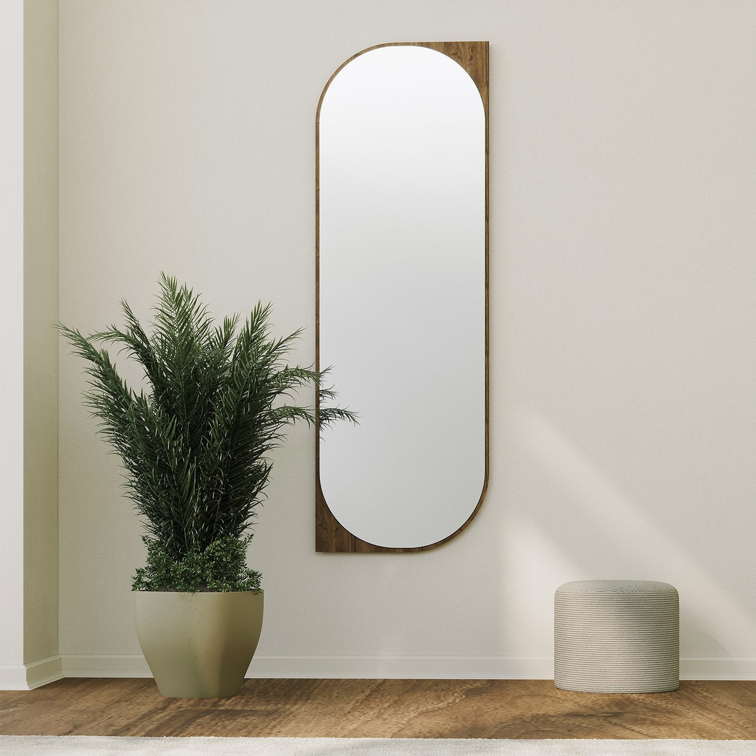 Espelho de parede elegante, 52 x 152 cm, cor nogueira | 100% MDF, 18 mm de espessura | Design ecológico Flotal-E para decoração moderna