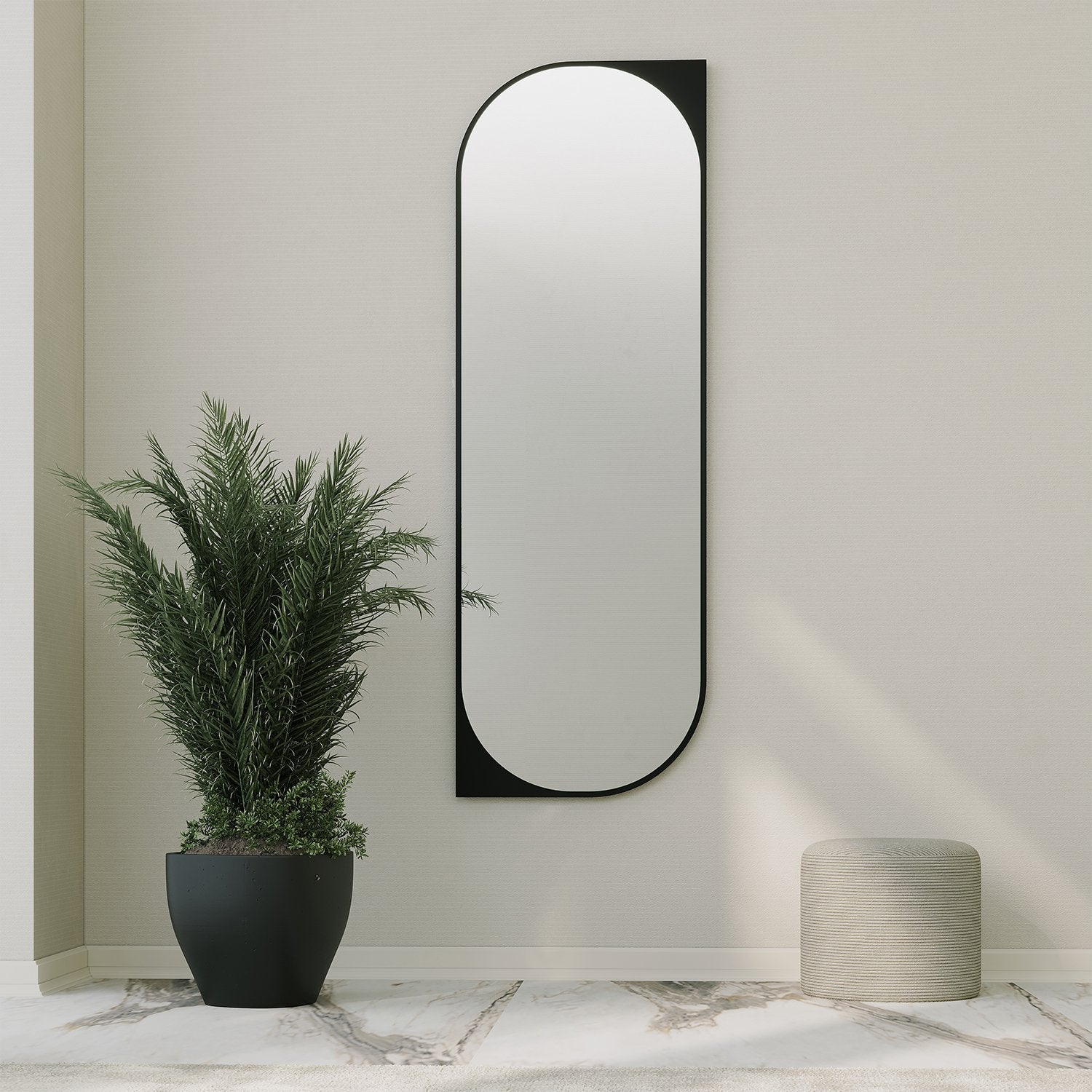 Espelho de parede elegante preto, 52 x 152 cm | 100% MDF, 18 mm de espessura | Design ecológico Flotal-E para decoração moderna