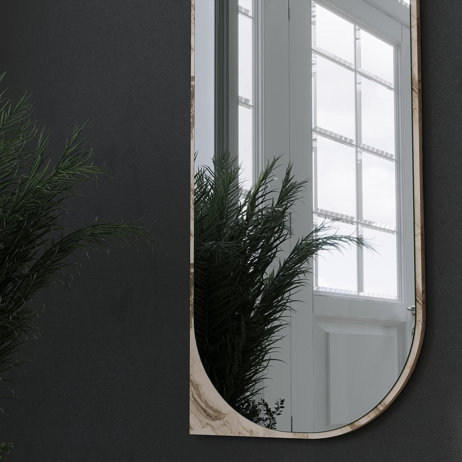 Espelho de parede elegante, cor mármore, 52 x 152 cm | 100% MDF, 18 mm de espessura | Design ecológico Flotal-E para decoração moderna
