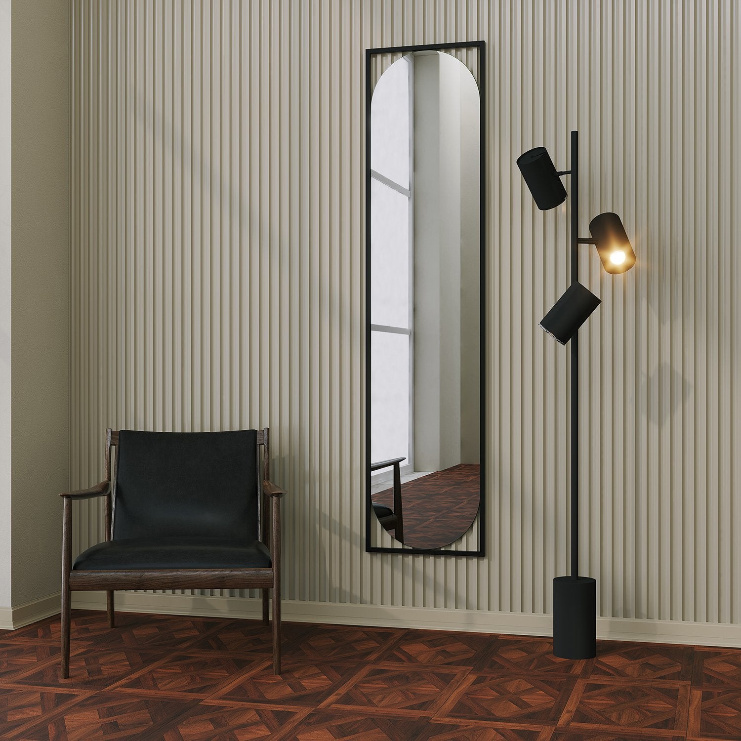 Espelho de parede elegante preto, 40 cm x 167 cm | 100% MDF, 18 mm de espessura | Design ecológico Flotal-E para decoração moderna