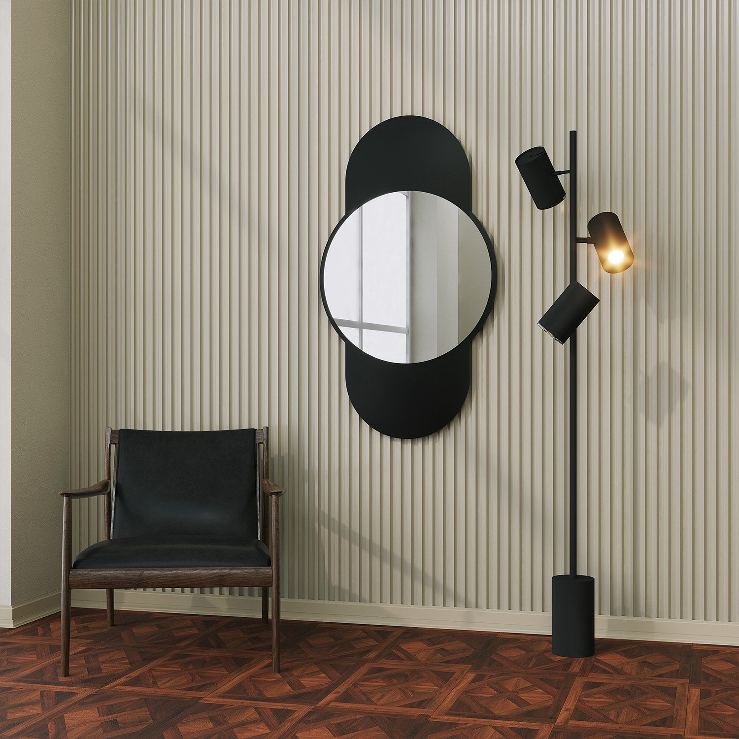 Espelho de Parede Elegante Preto, 60 x 106 cm, 100% MDF, 18 mm de espessura, Design Ecológico Flotal-E | Perfeito para Decoração e Espaços Modernos