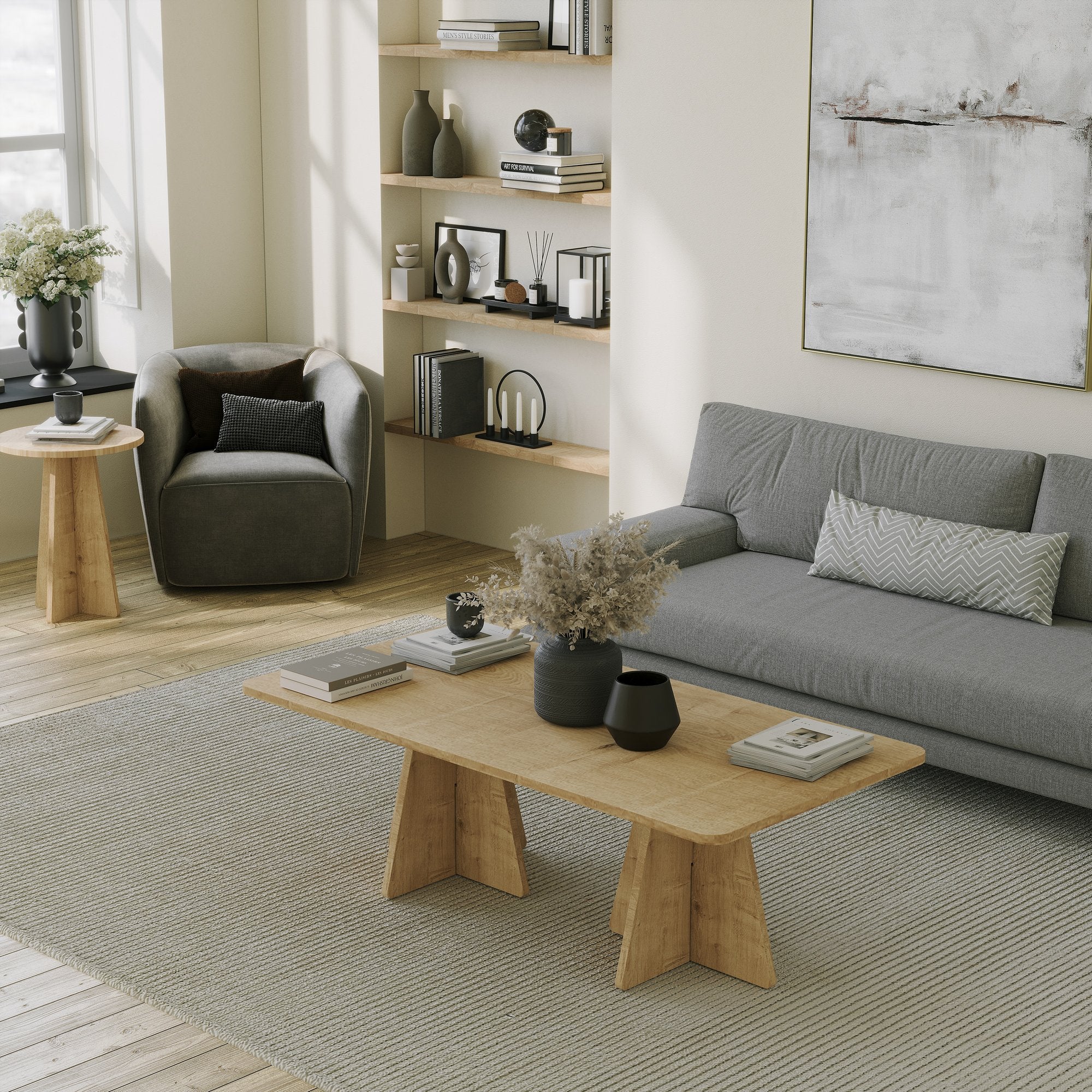 Mesa de Centro Elegante, Carvalho Safira, 120 x 60 x 40 cm | Painel de Partículas 100% Revestido com Melamina, 18 mm de Espessura | Elegante e Funcional para Espaços Modernos